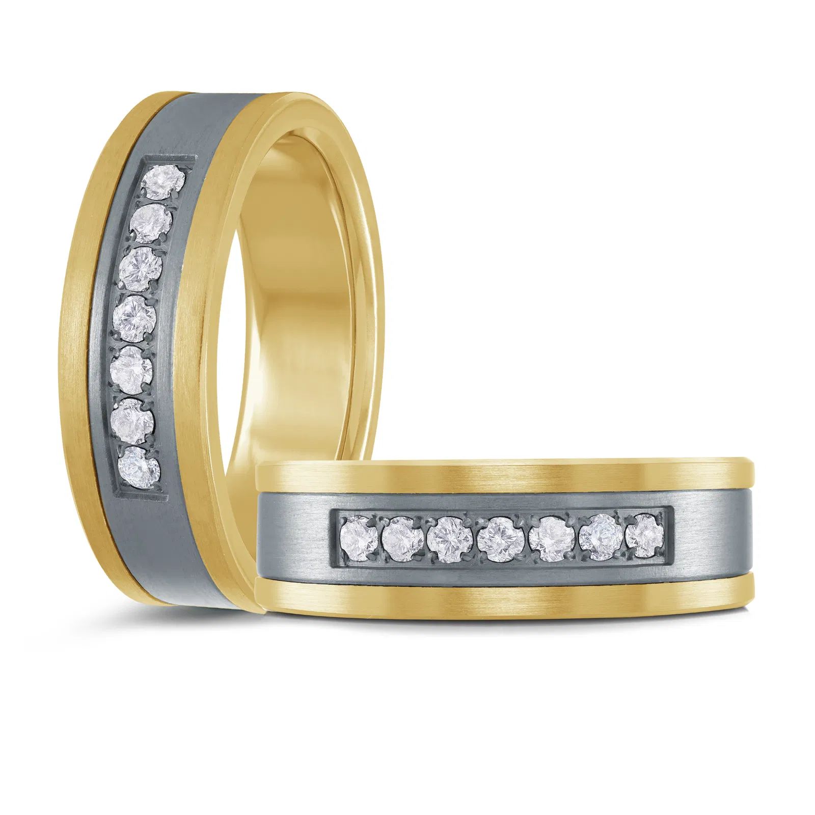 Tantalum & 14K Yellow Gold 7mm Men's Ring (0.20 ct.tw.)