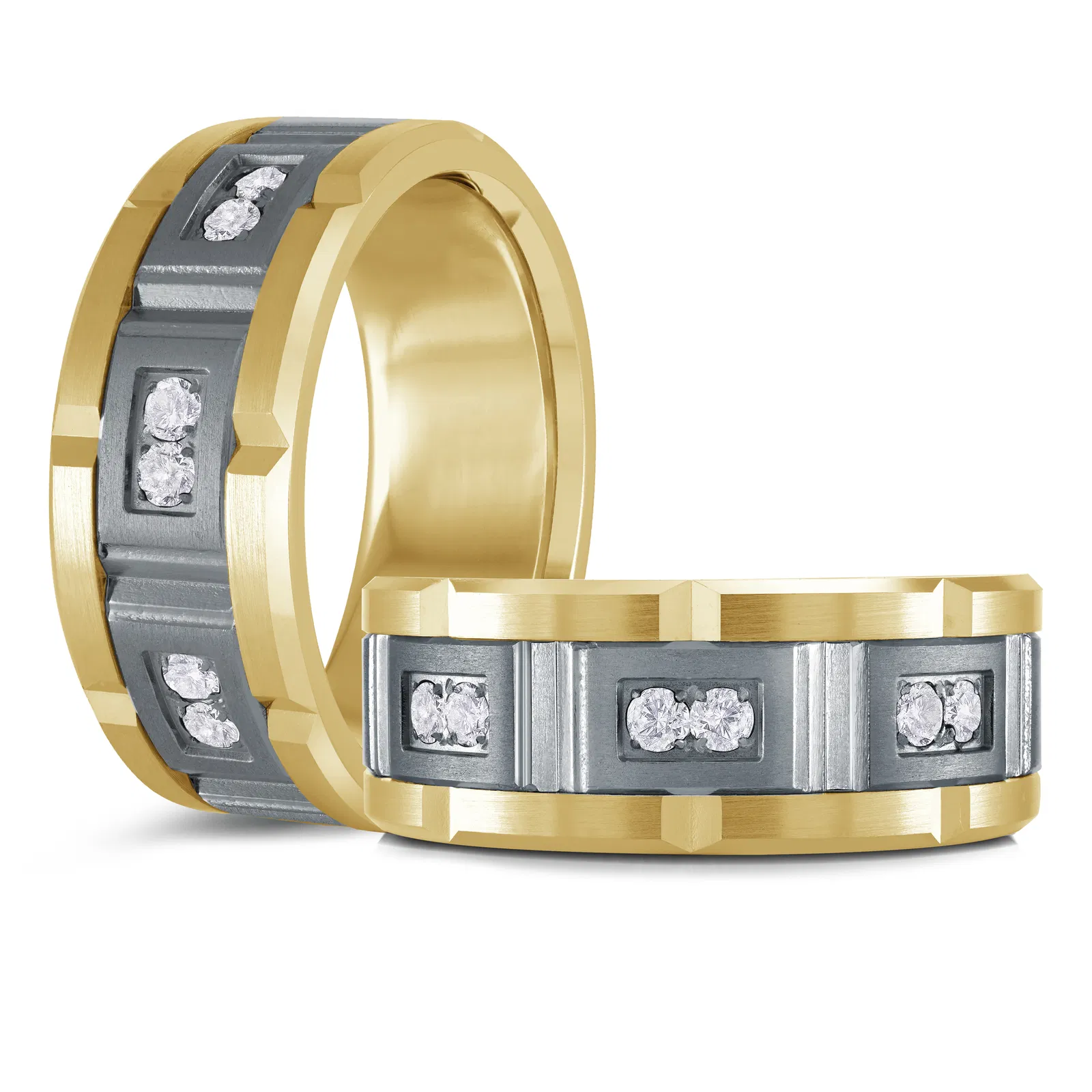 Tantalum & 14K Yellow Gold 9mm Men's Ring (0.20 ct.tw.)