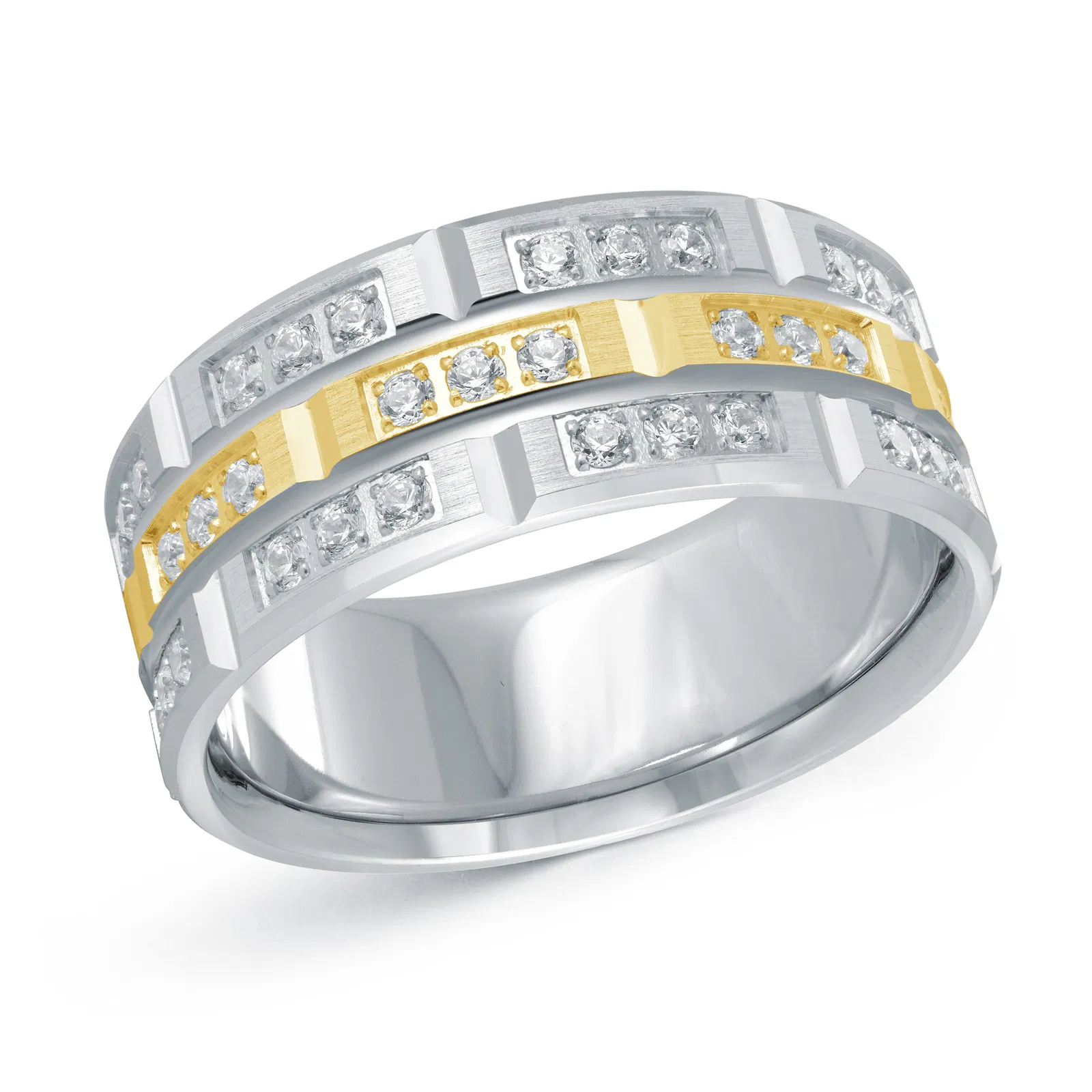 14K White and Yellow Gold 9mm Diamond Ring (1.10 ct.tw.)
