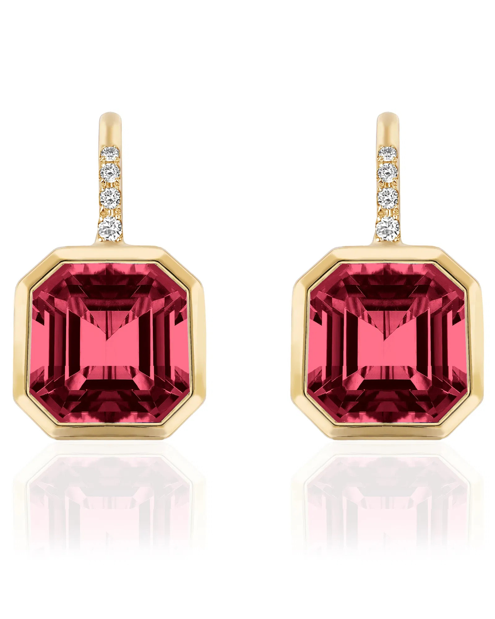 Garnet Asscher Cut Earrings with Diamonds (0.10 ct.tw.)