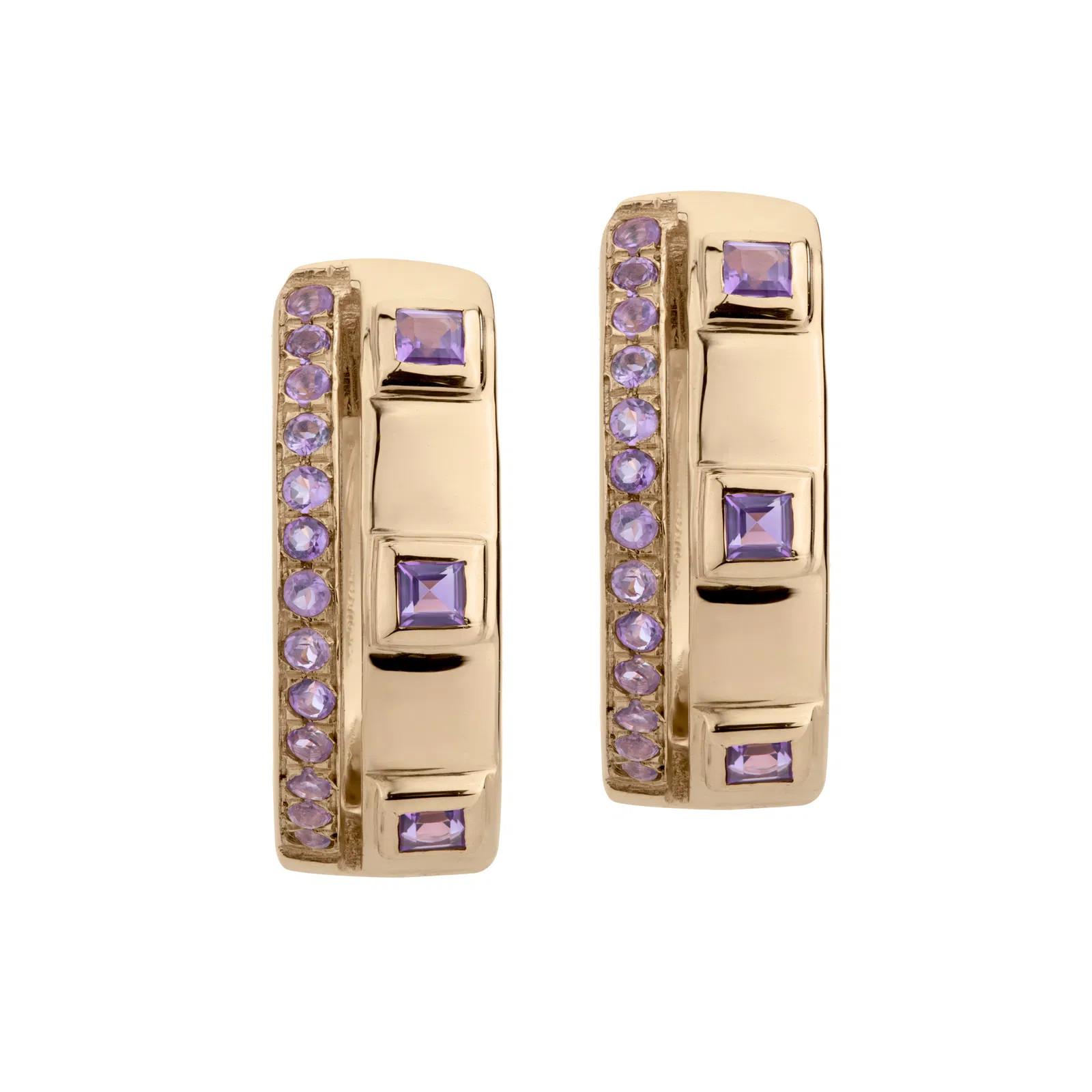 14K Yellow Gold Amethyst Gemstone Earrings