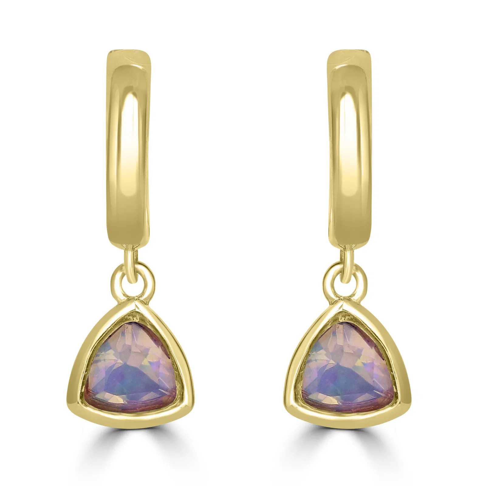 14K Yellow Gold Ethiopian Opal Dangle Earrings