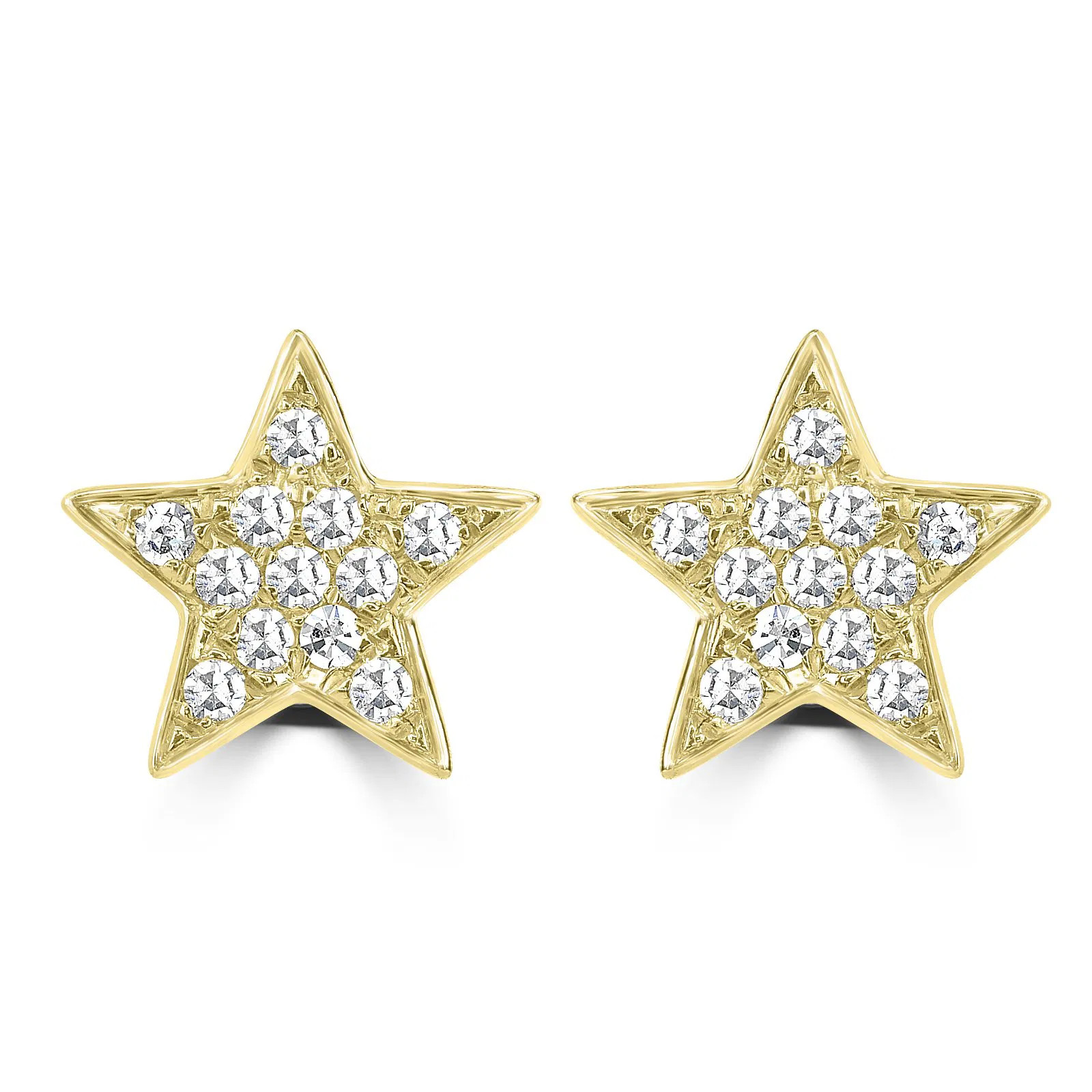 14K Yellow Gold Natural Diamond Star Stud Earrings (0.09 ct.wt)