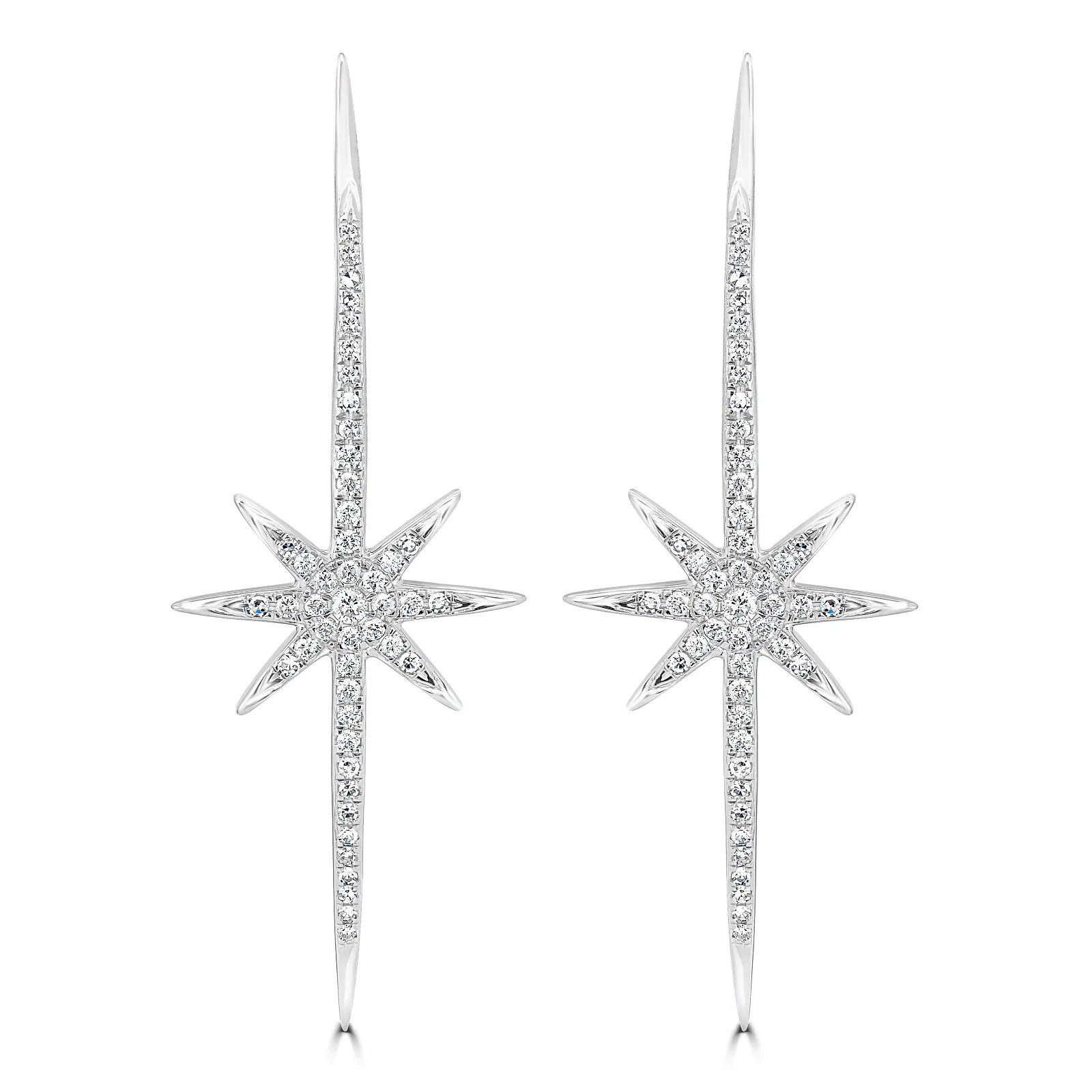 14k White Gold Natural Diamond Starburst Earrings (0.43 ct.wt)