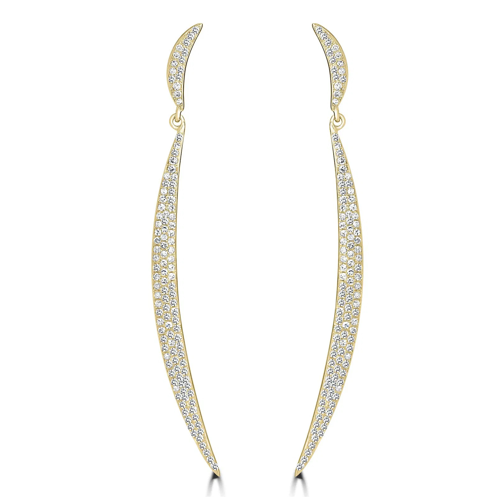 14k Gold Natural Diamond Pave Drop Earrings (0.70 ct.wt)