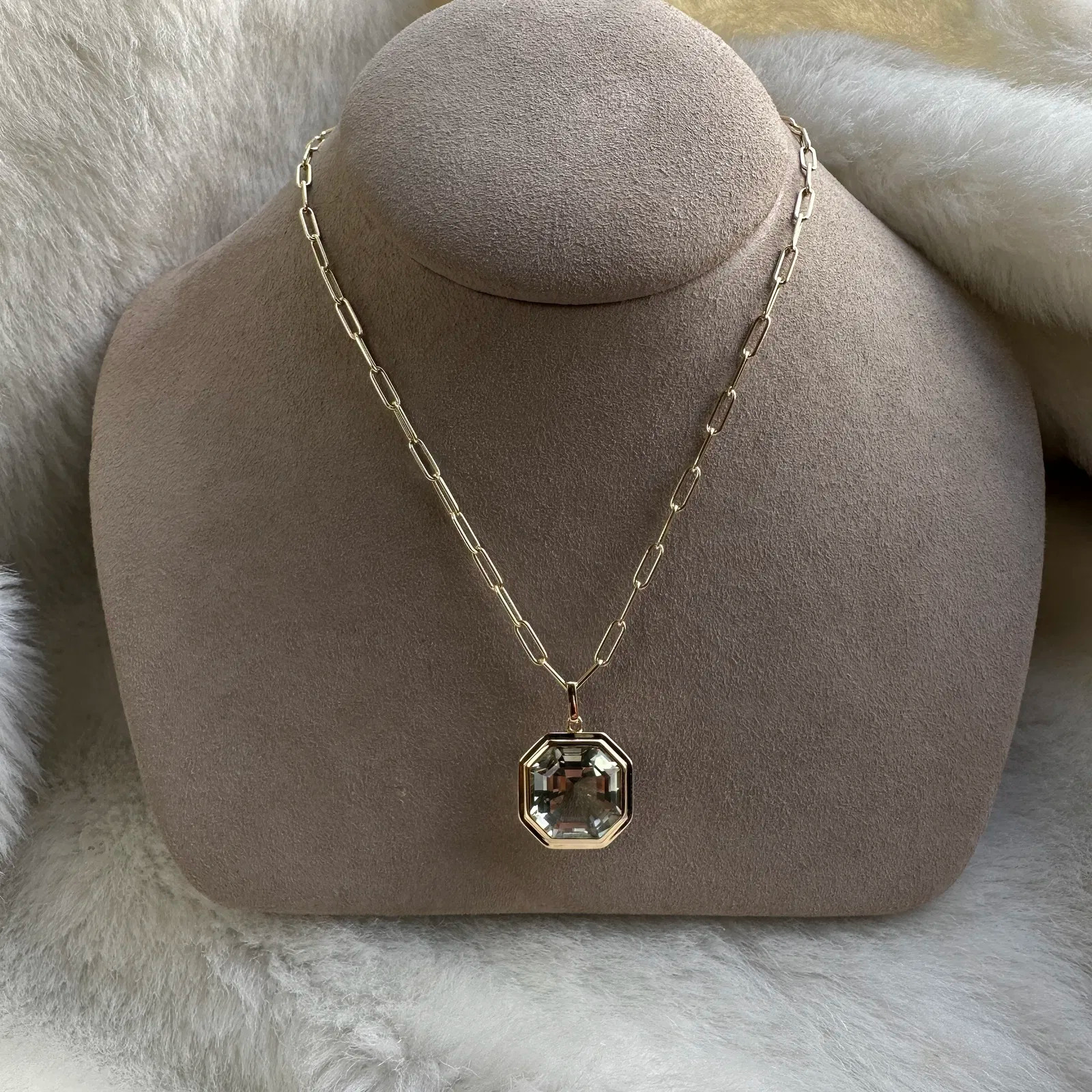 Prasiolite Asscher Cut Pendant
