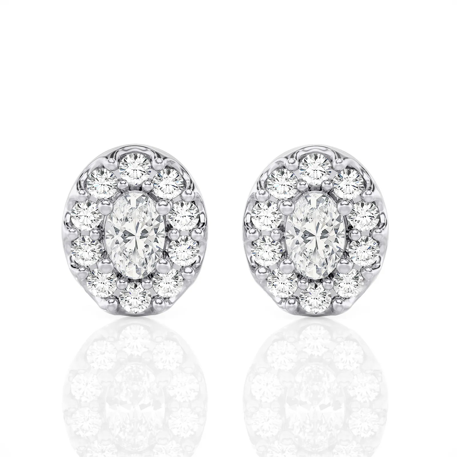 Lab Grown 1.5 Ct Diamond Oval Halo Stud Earrings