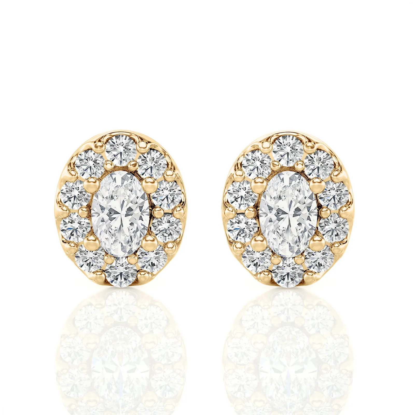 Lab Grown 2.0 Ct Diamond Oval Halo Stud Earrings