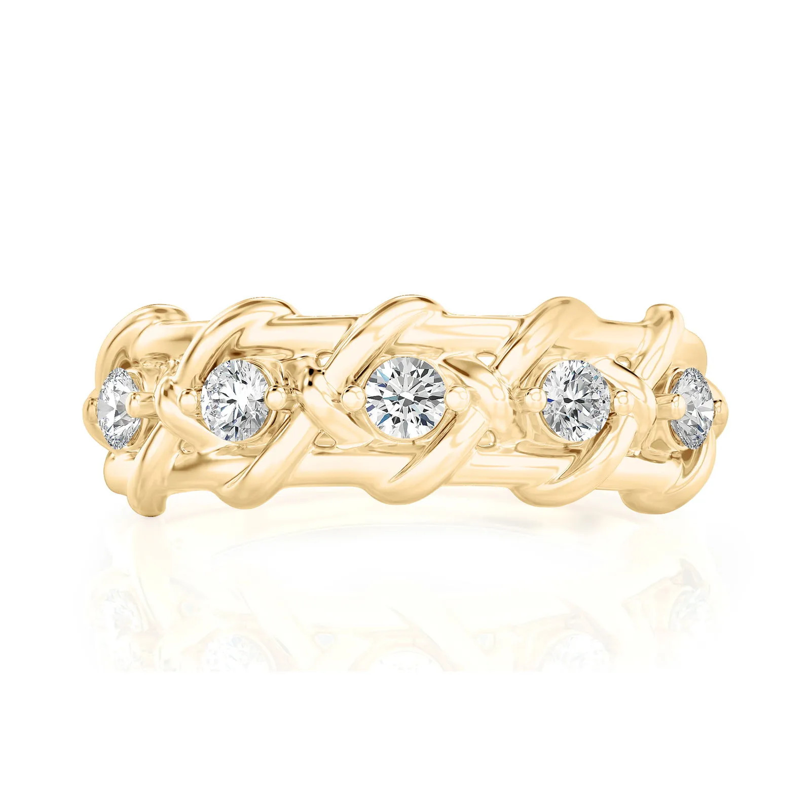 Lab Grown 0.50 Ct Diamond Round Criss Cross Ring