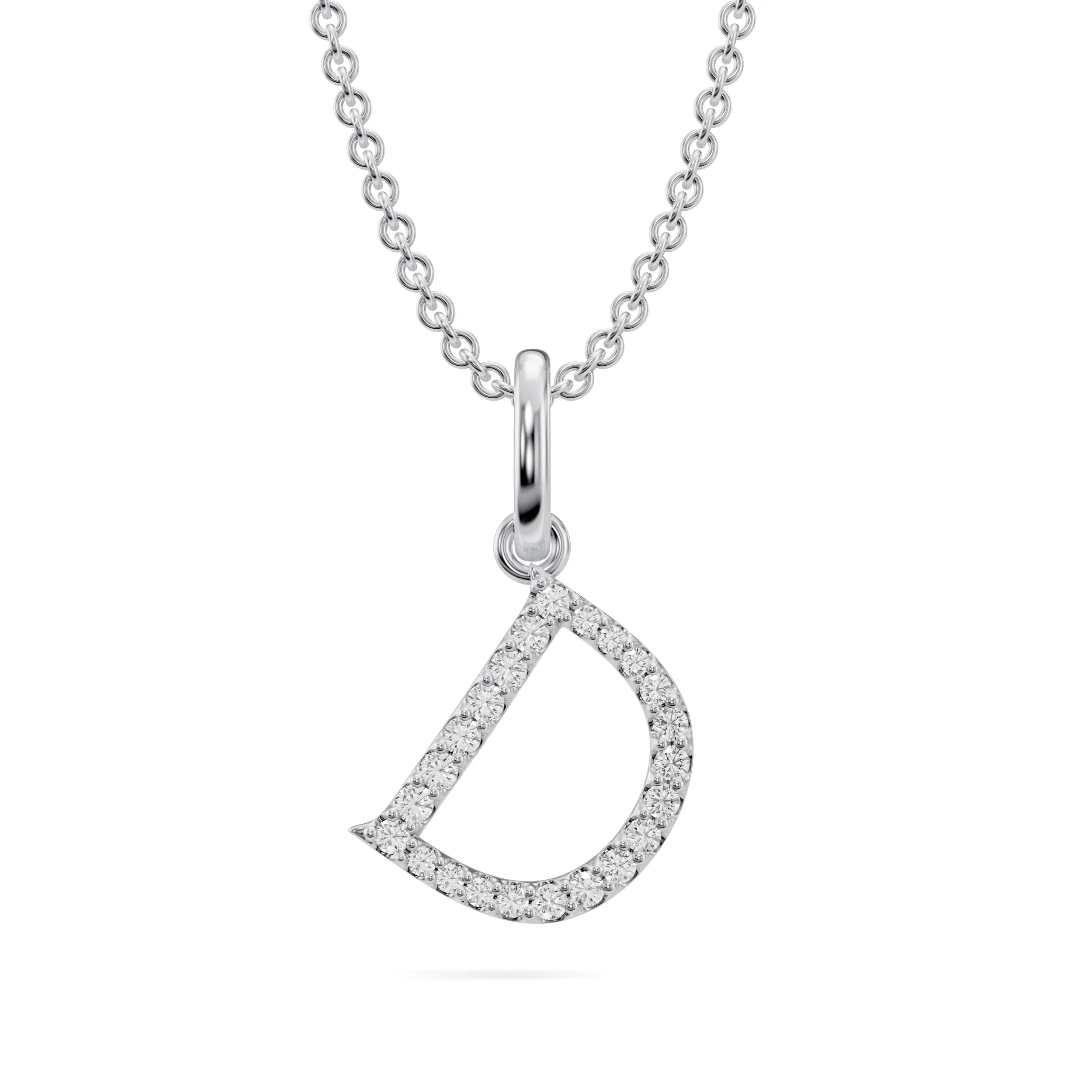 Lab-Grown 0.10 Ct Round Diamond Letter "D" Pendant