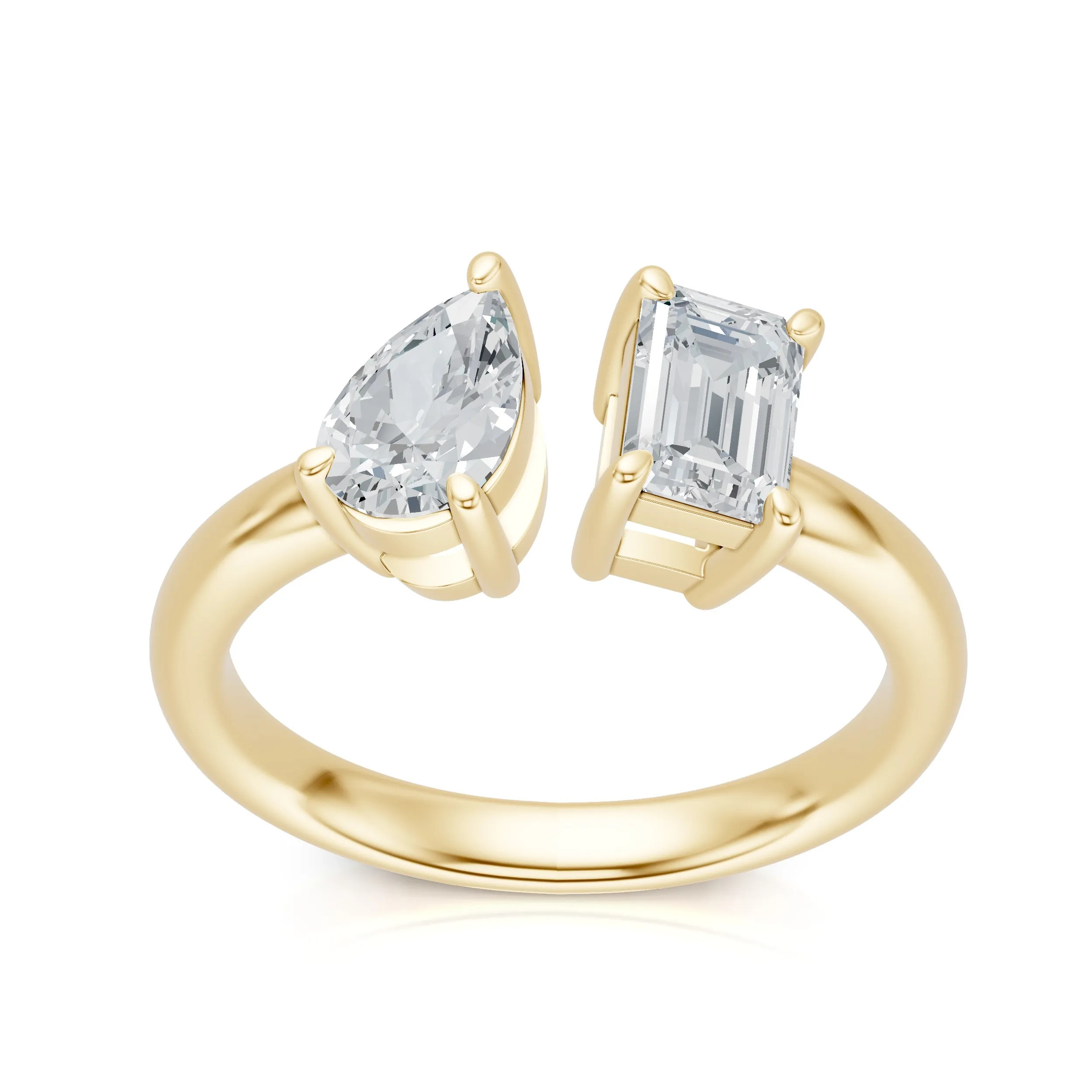 Lab Grown 1.02 Ct Pear & Radiant Cut Diamond Two-Stone Ring