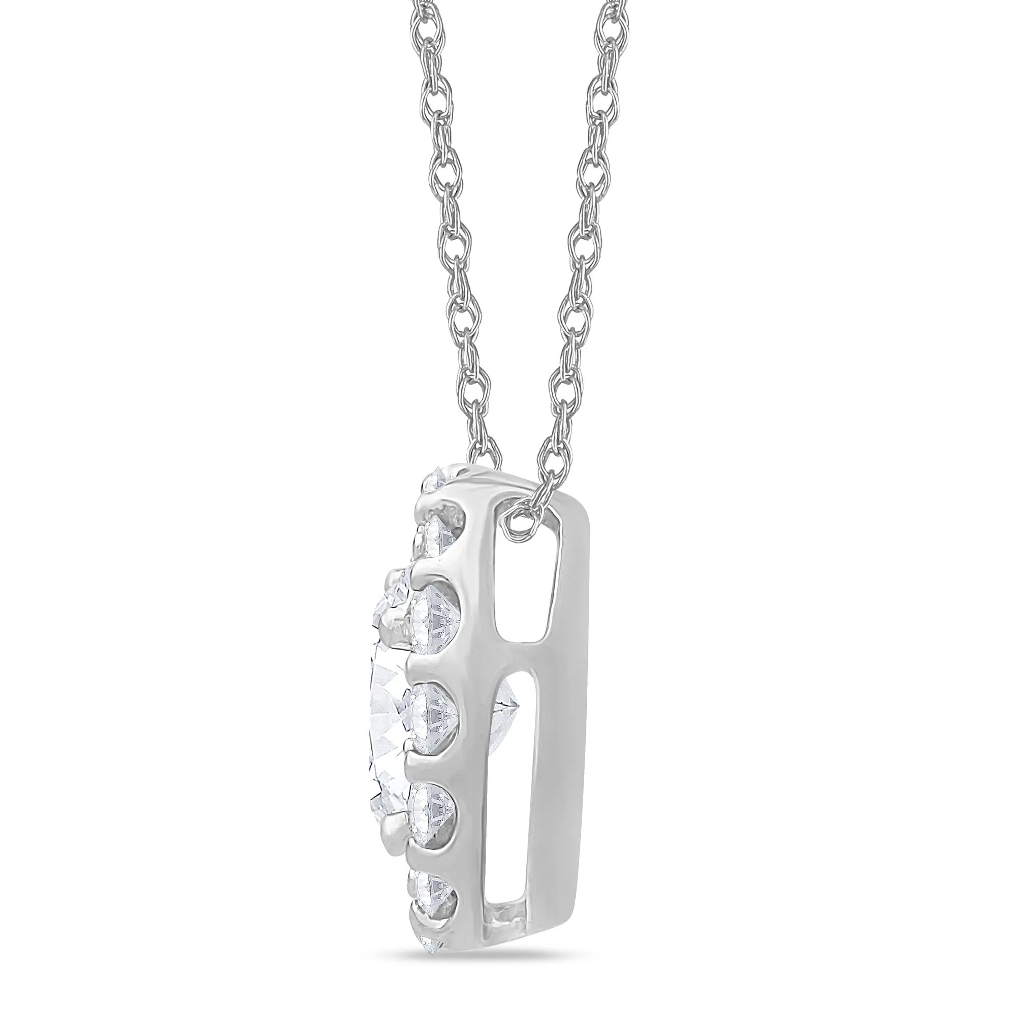 White Gold Oval Halo Diamond Pendant (1.00 ct.tw.)