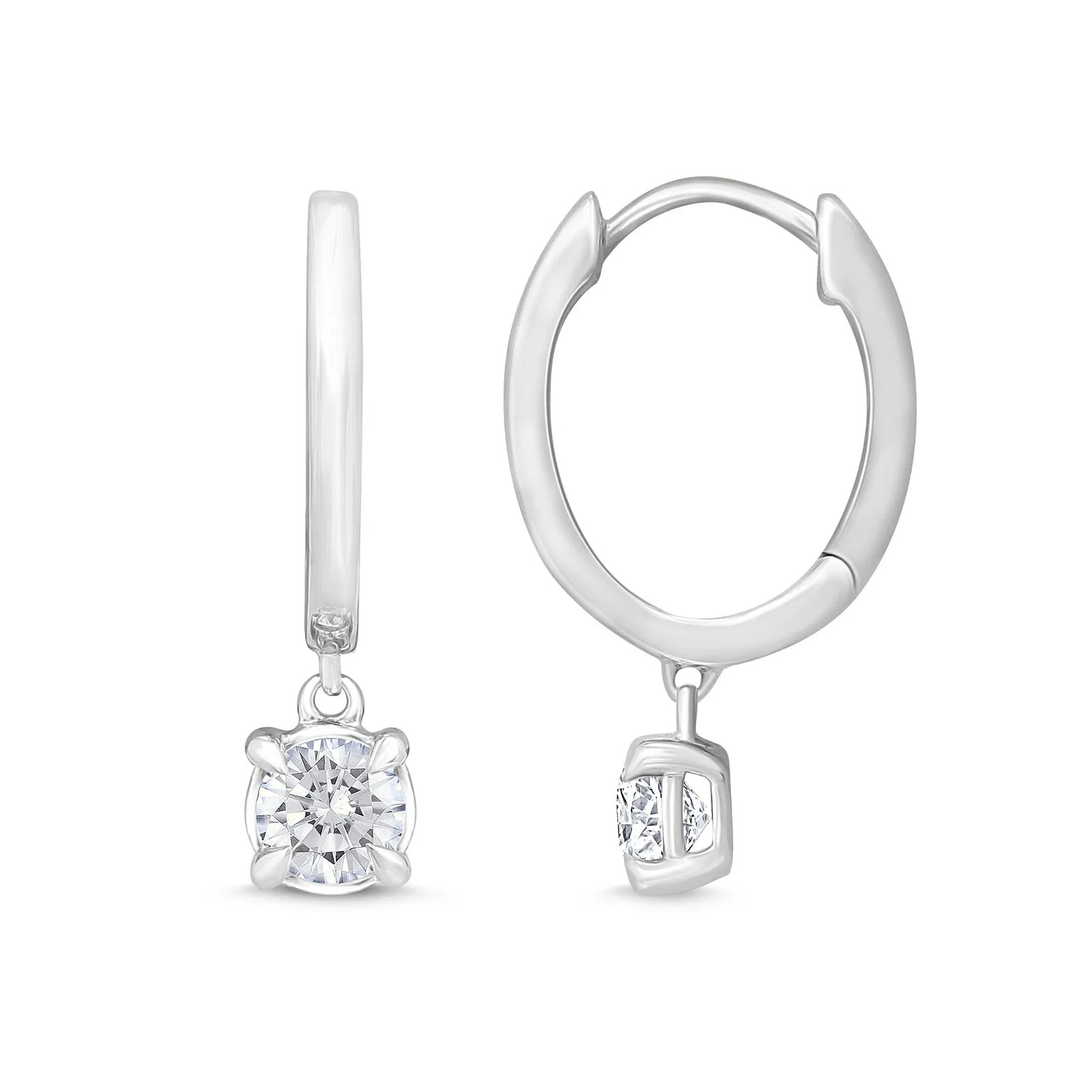 Polished Hoop W/ Round Dangle (0.50 ct.tw)