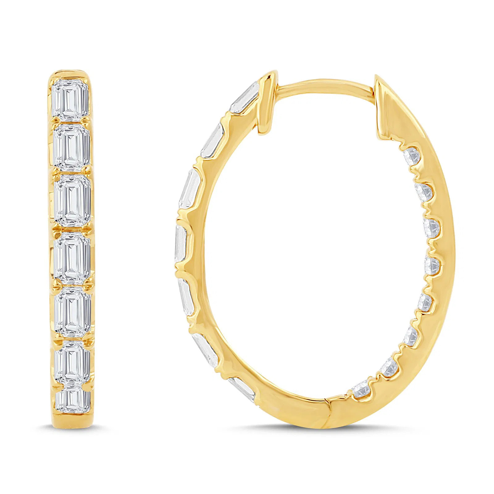 22mm Emerald/round Inside Out Hoop (1.50 ct.tw)