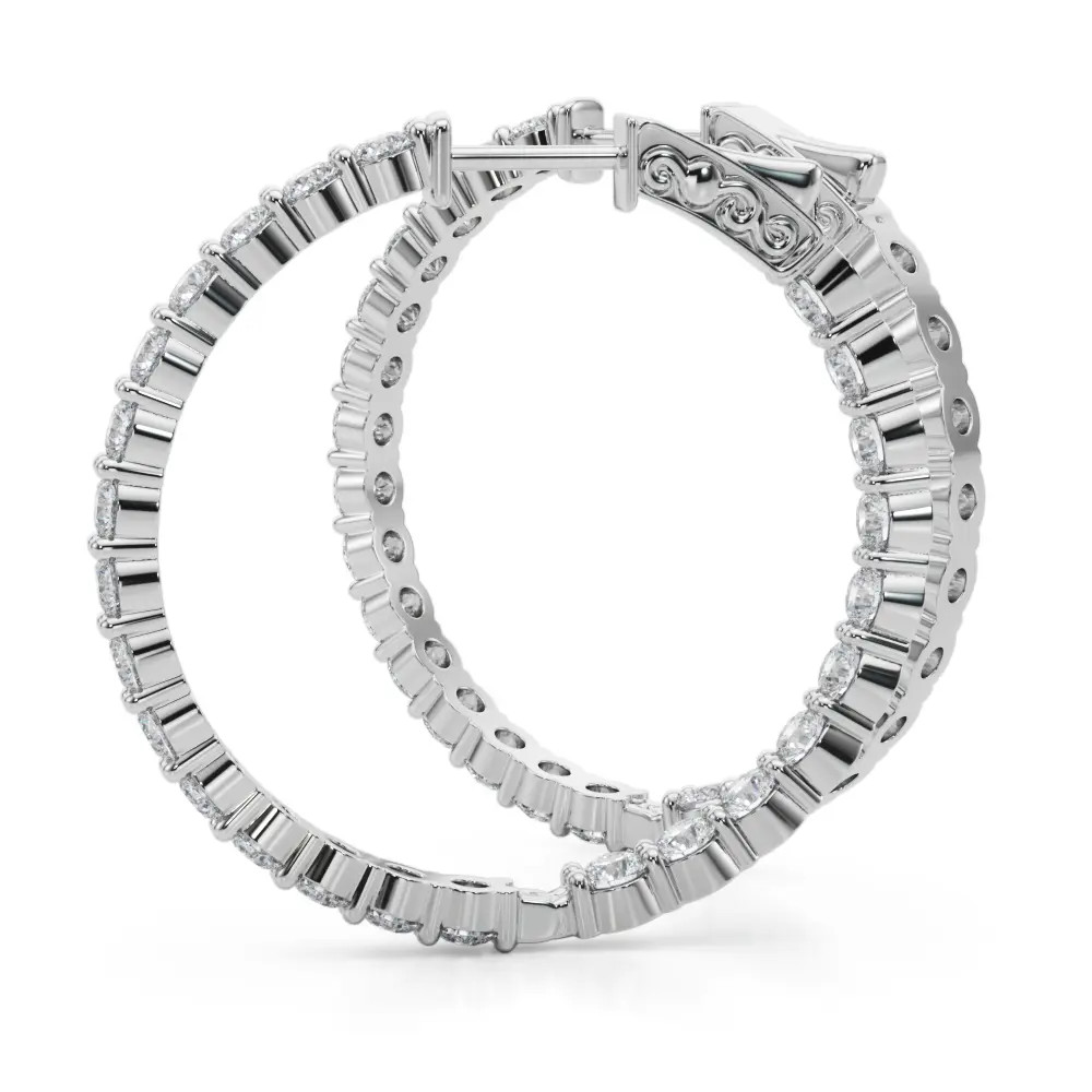 White Gold Round Diamond Hoops (4.50 ct.tw.)