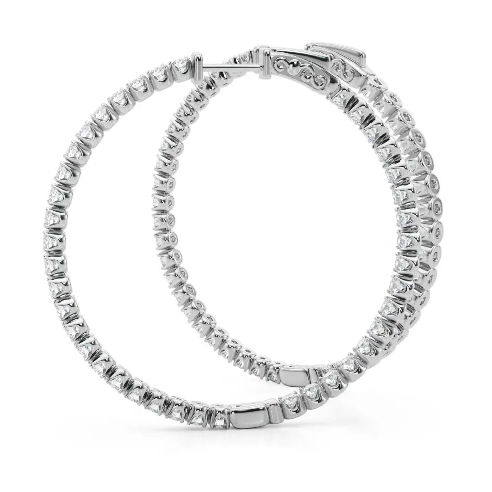 White Gold Round Diamond Hoops (4.00 ct.tw.)