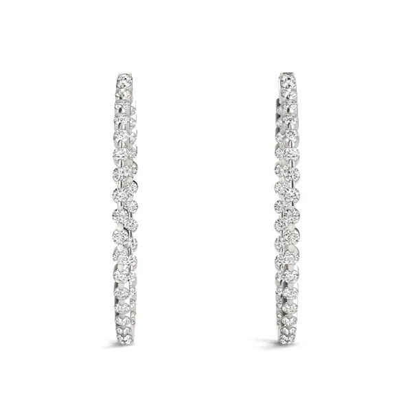 White Gold Inside Out Diamond Hoops (5.40 ct.tw.)