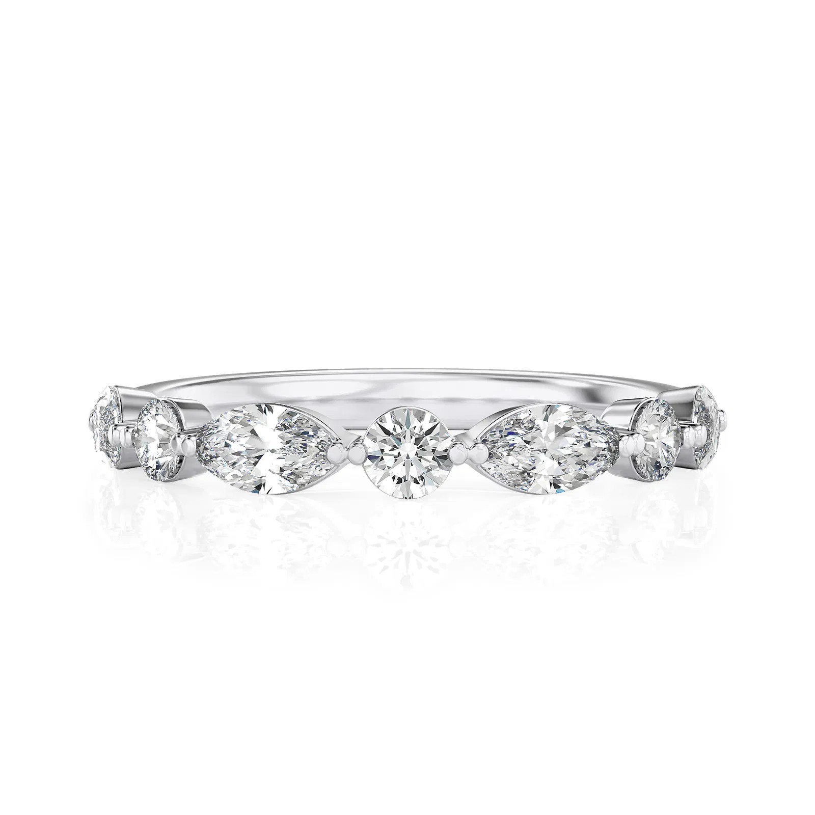 Lab Grown 1.0Ct Marquise Diamond Eternity Ring 14K Gold (VS, F Color)