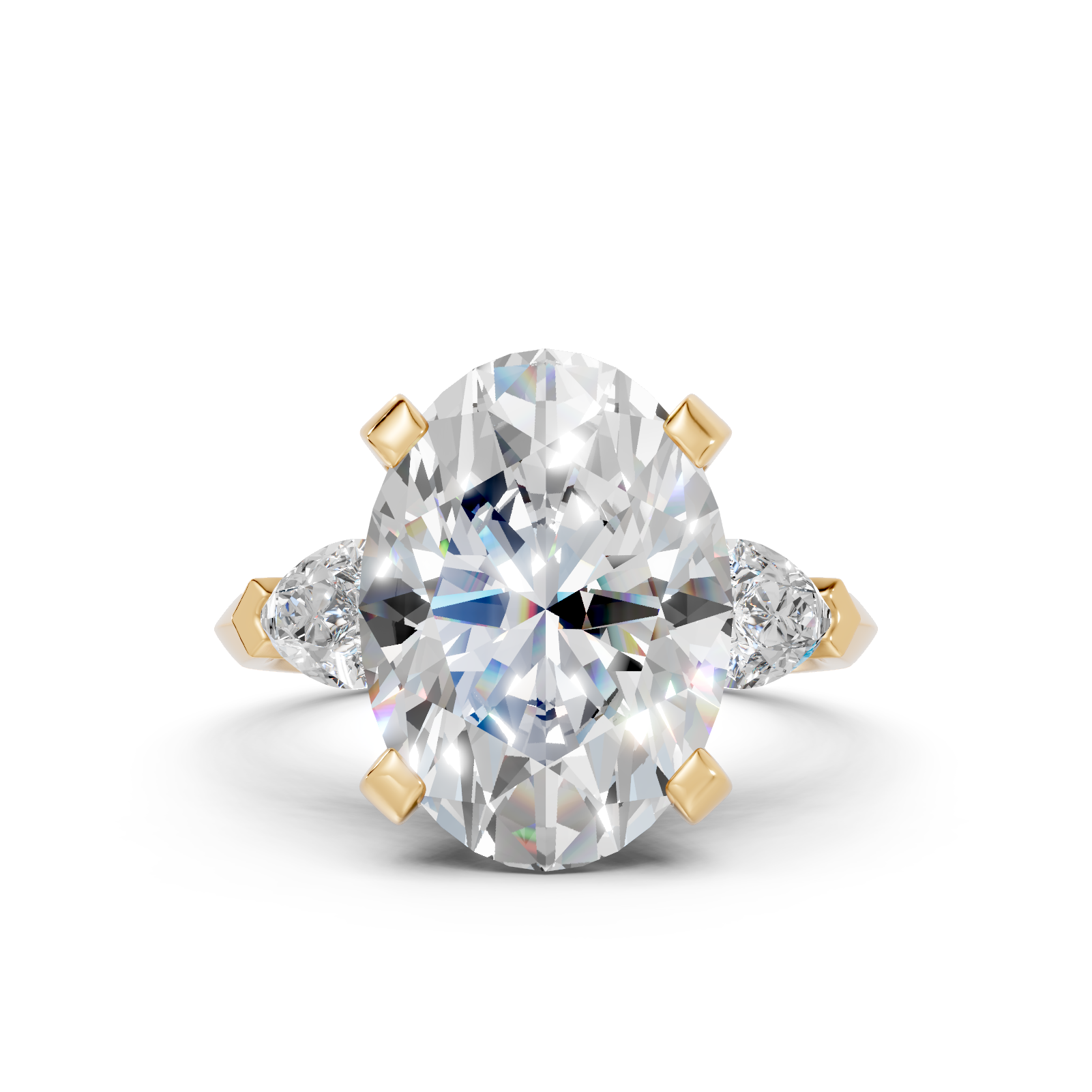 Oval & Pear Three-Stone Ring (6.18 cttw)
