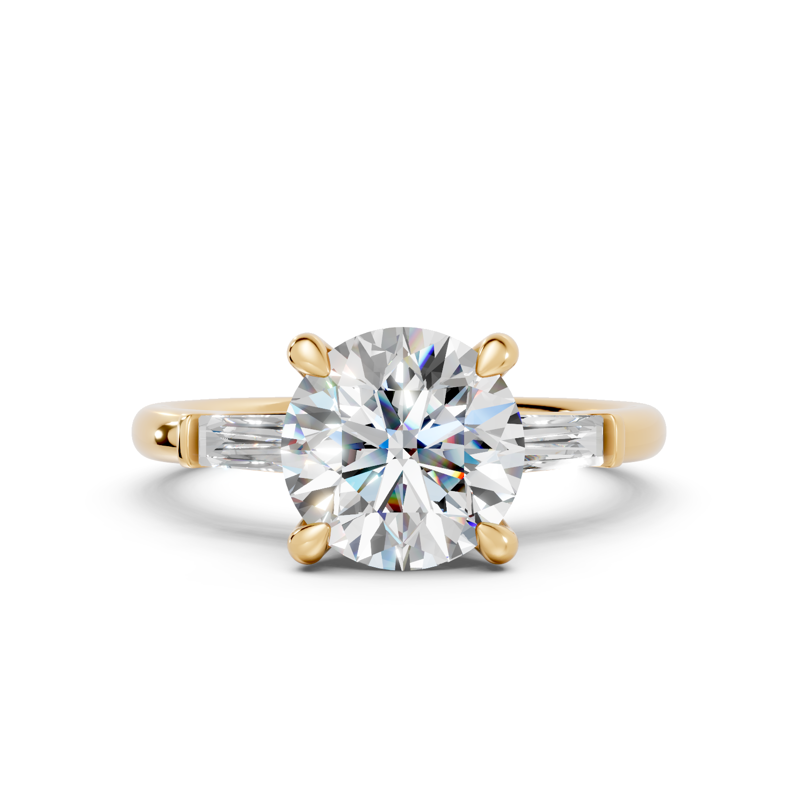 Round Brilliant & Tapered Baguette Three-Stone Ring (2.24 cttw)