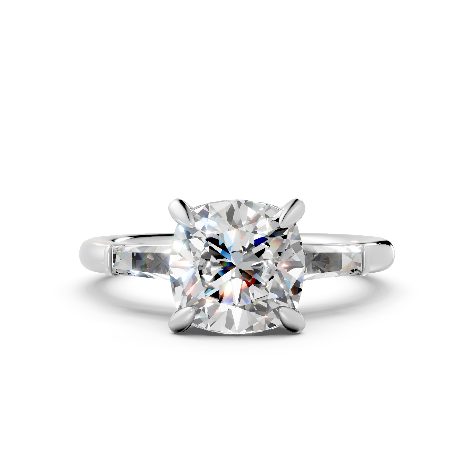 Cushion-Cut & Tapered Baguette Three-Stone Ring (2.1 cttw)