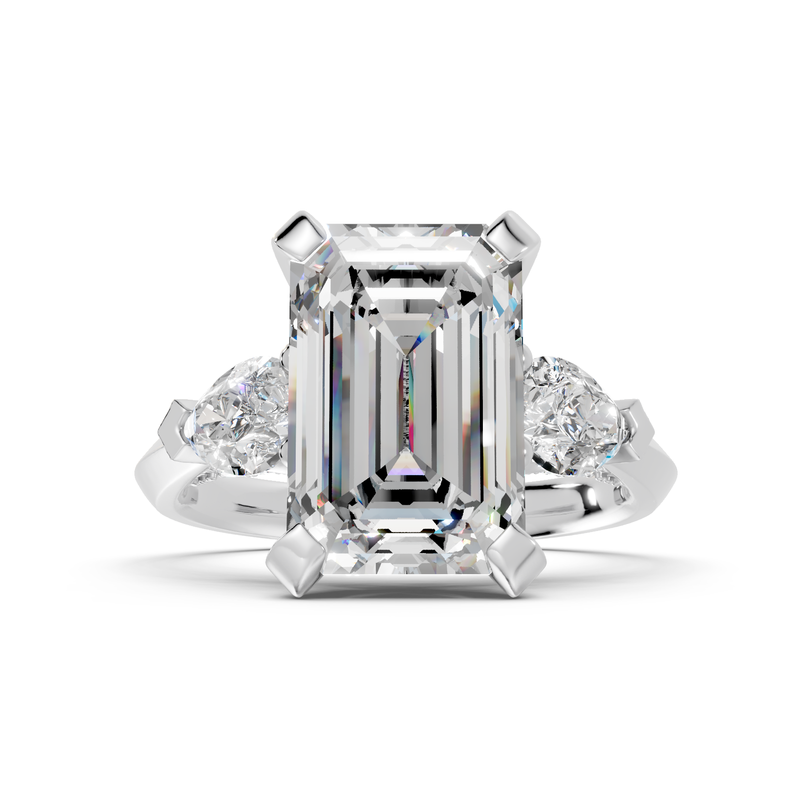 Emerald-Cut & Pear-Shape Statement Three-Stone Ring (6.18 cttw)