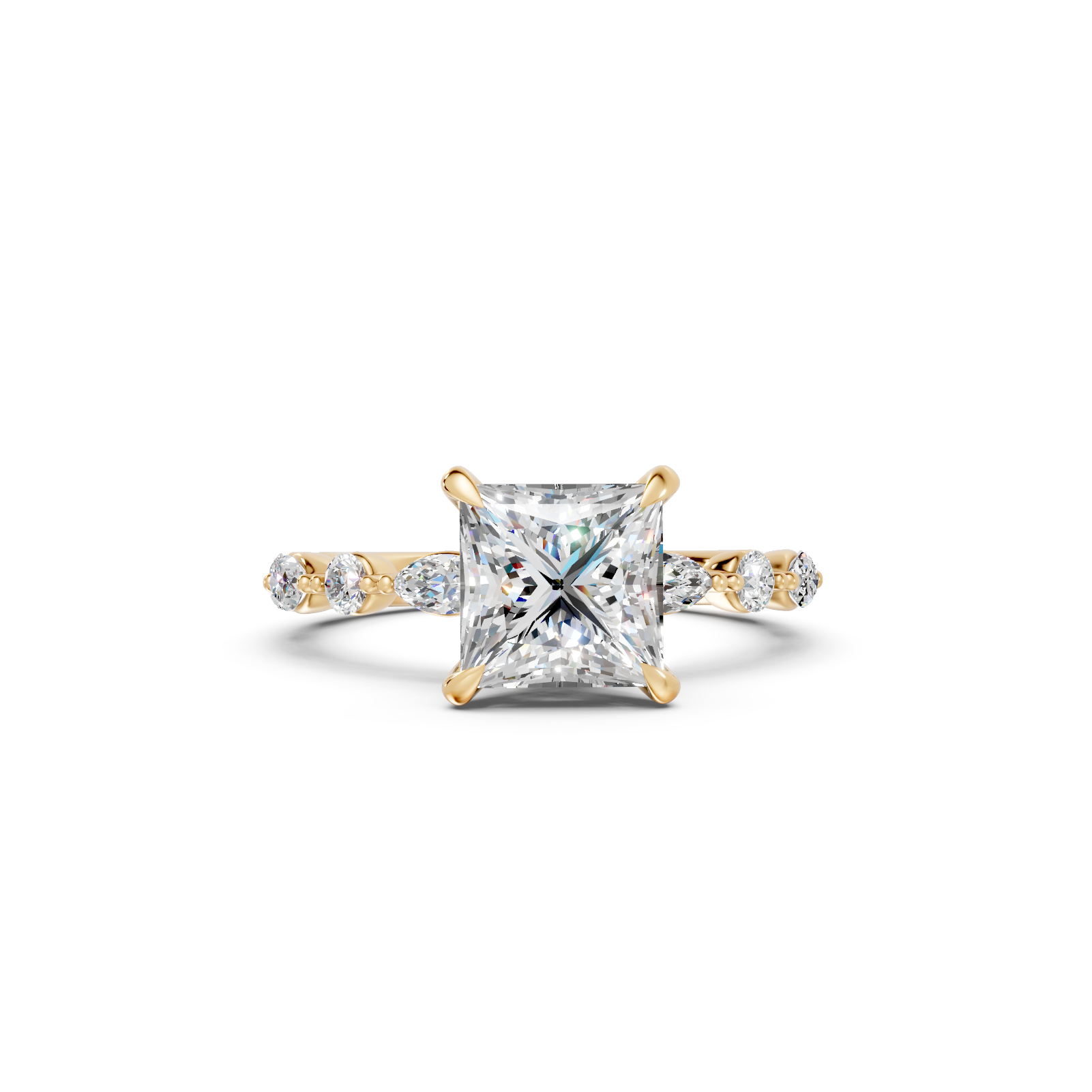 Princess-Cut Vintage Milgrain Diamond Engagement Ring (2.62 cttw)