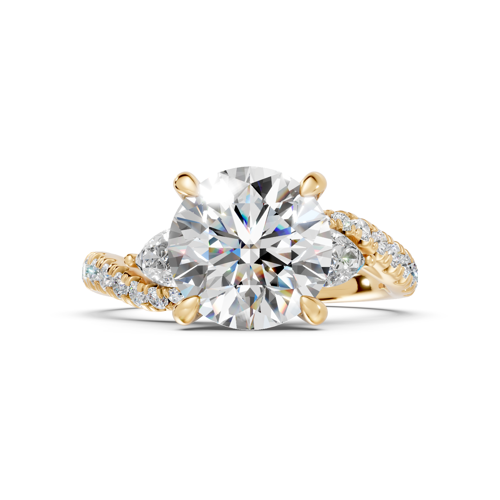 Round Bypass Engagement Ring with Pear Accents (2.64 cttw)