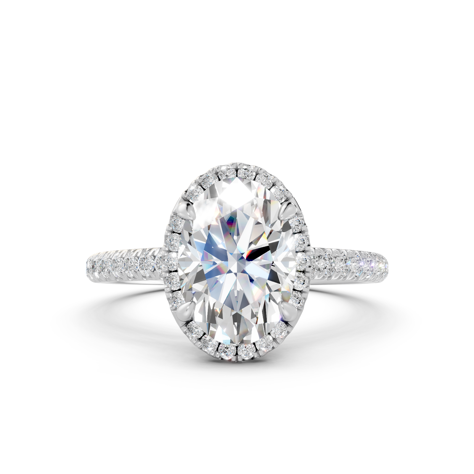 Oval Halo Engagement Ring with Pavé Accents (2.38 cttw)