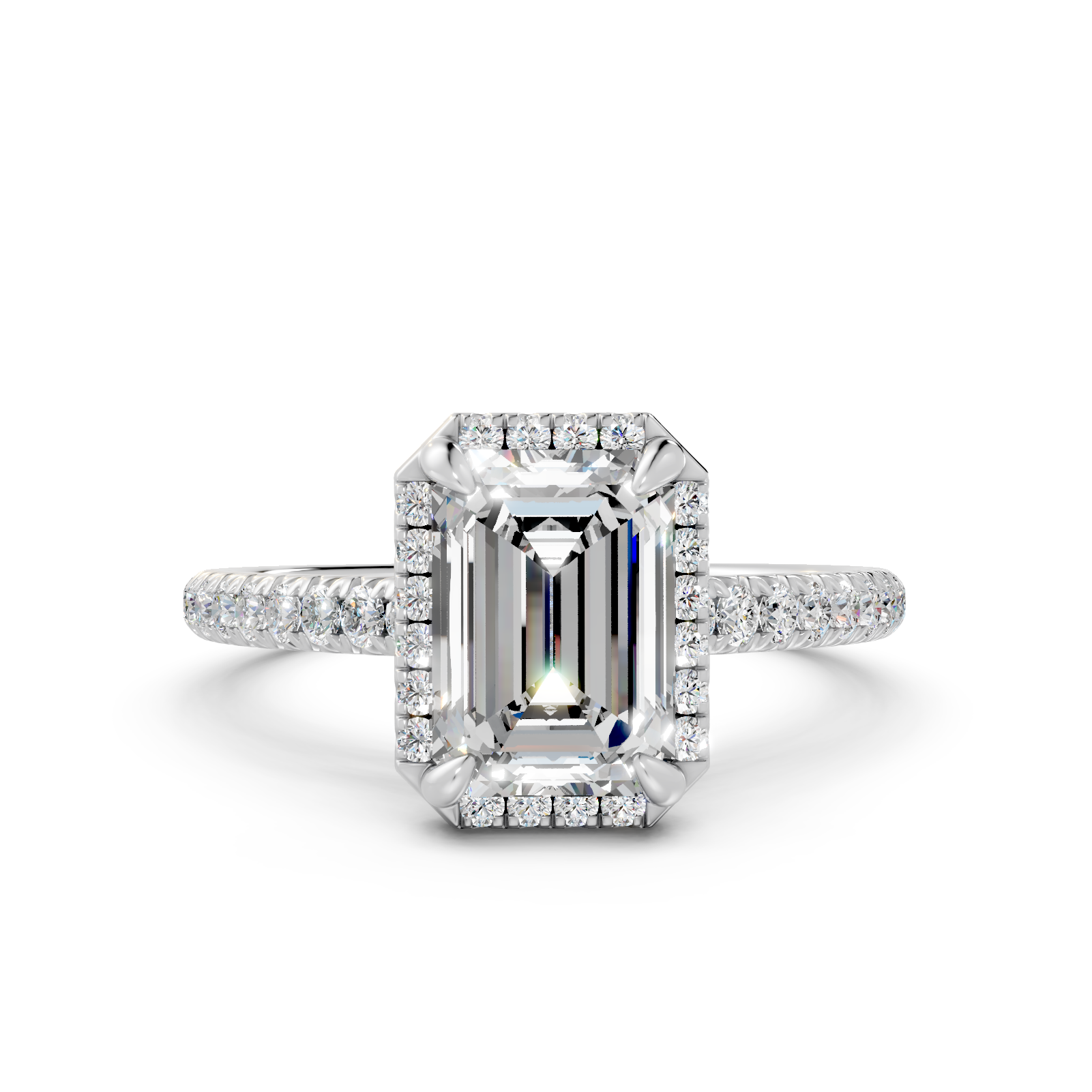 Emerald Halo Engagement Ring with Pavé Accents (2.37 cttw)