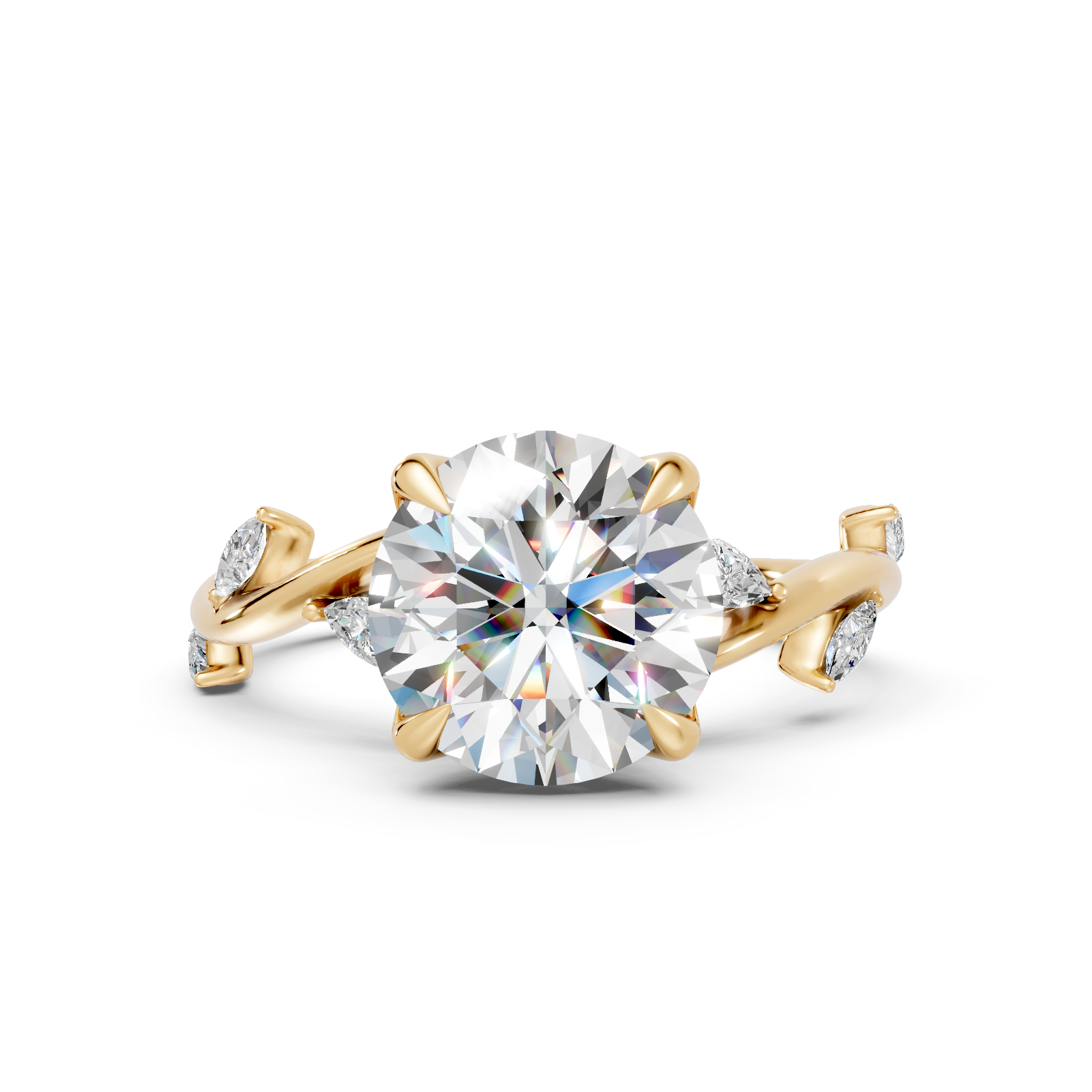 Round Nature-Inspired Vine Engagement Ring with Marquise Accents (2.31 cttw)