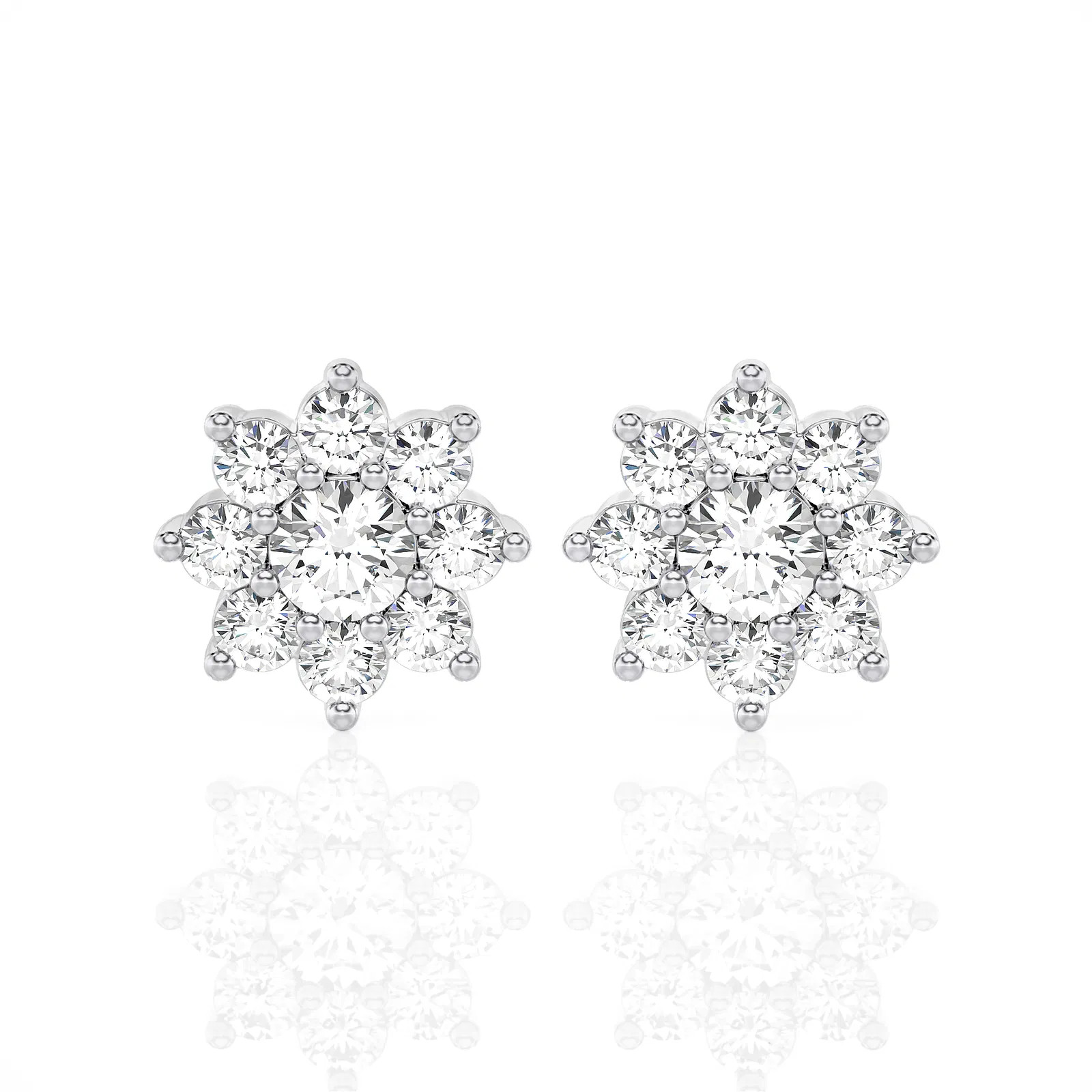 Floral Design Halo Studs Earrings (2.00 ct.tw.)