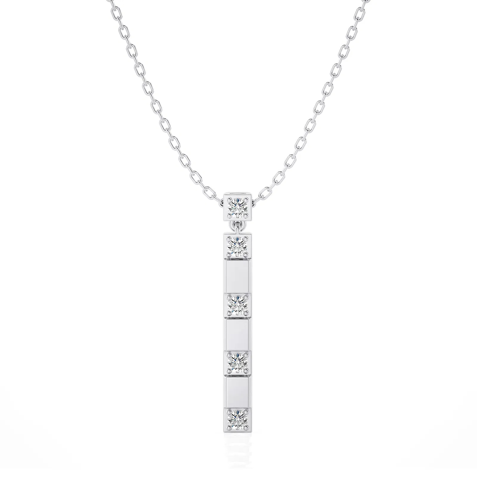Lab Grown 0.20Ct Diamond Pendant Necklace 14K Gold (VS, F-G) Vertical Style