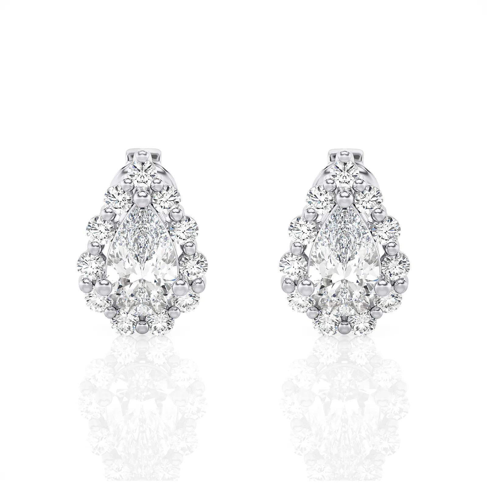 Pear Shape Halo Stud Earrings (1.10 ct.wt.)