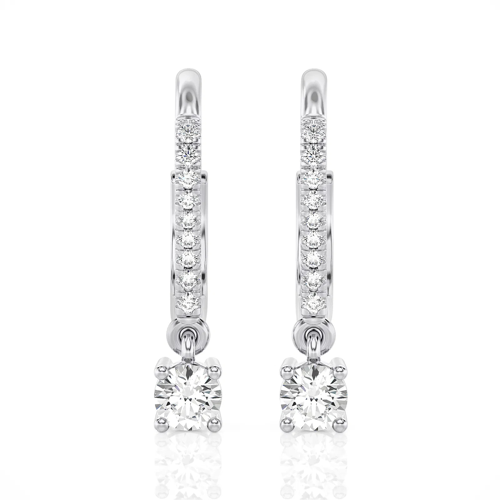 Lab Grown 0.50 Ct Diamond Hoop Earrings In 14K Gold - Round Trilogy Design