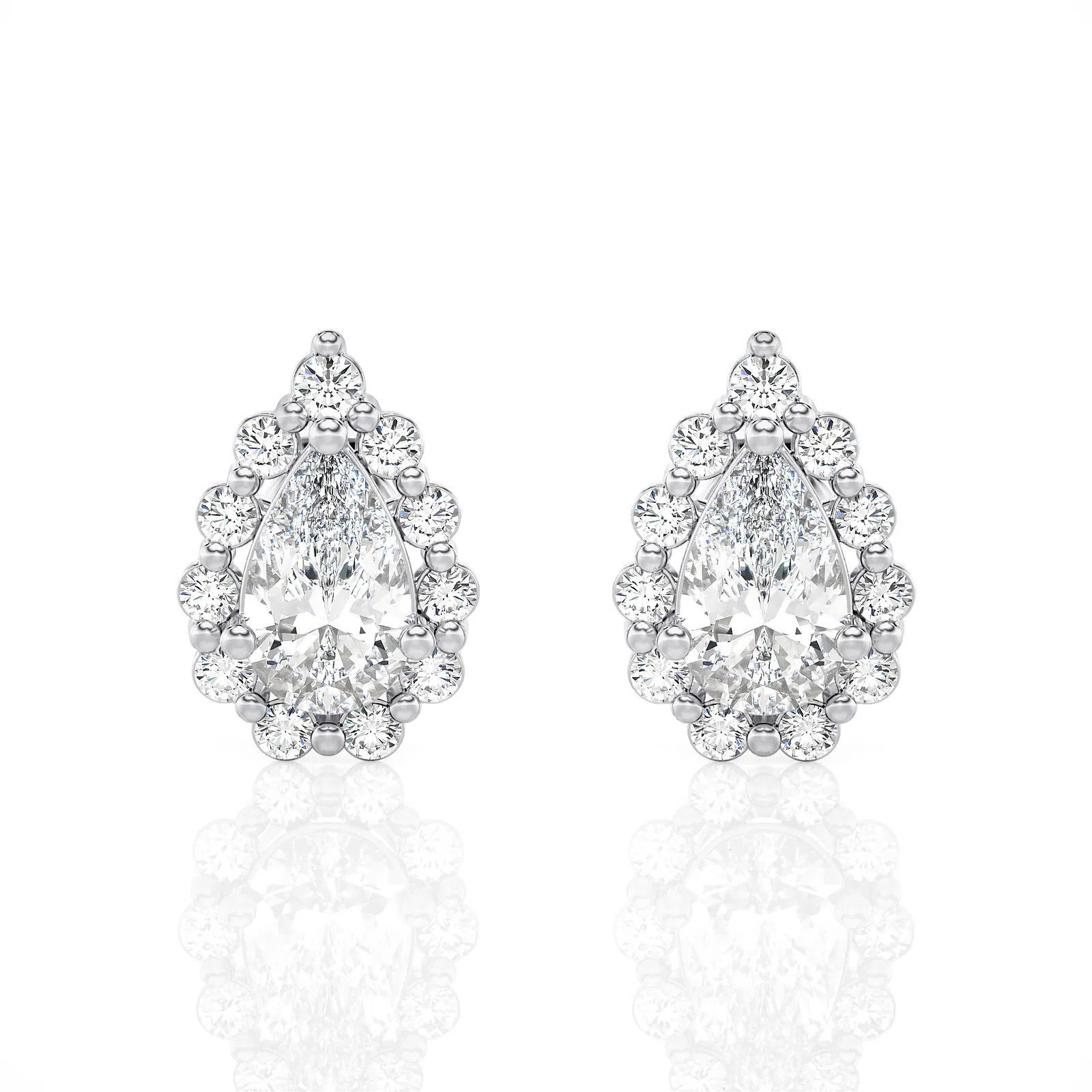 Scalloped Pear Halo Stud Earrings (2.00 ct.tw.)