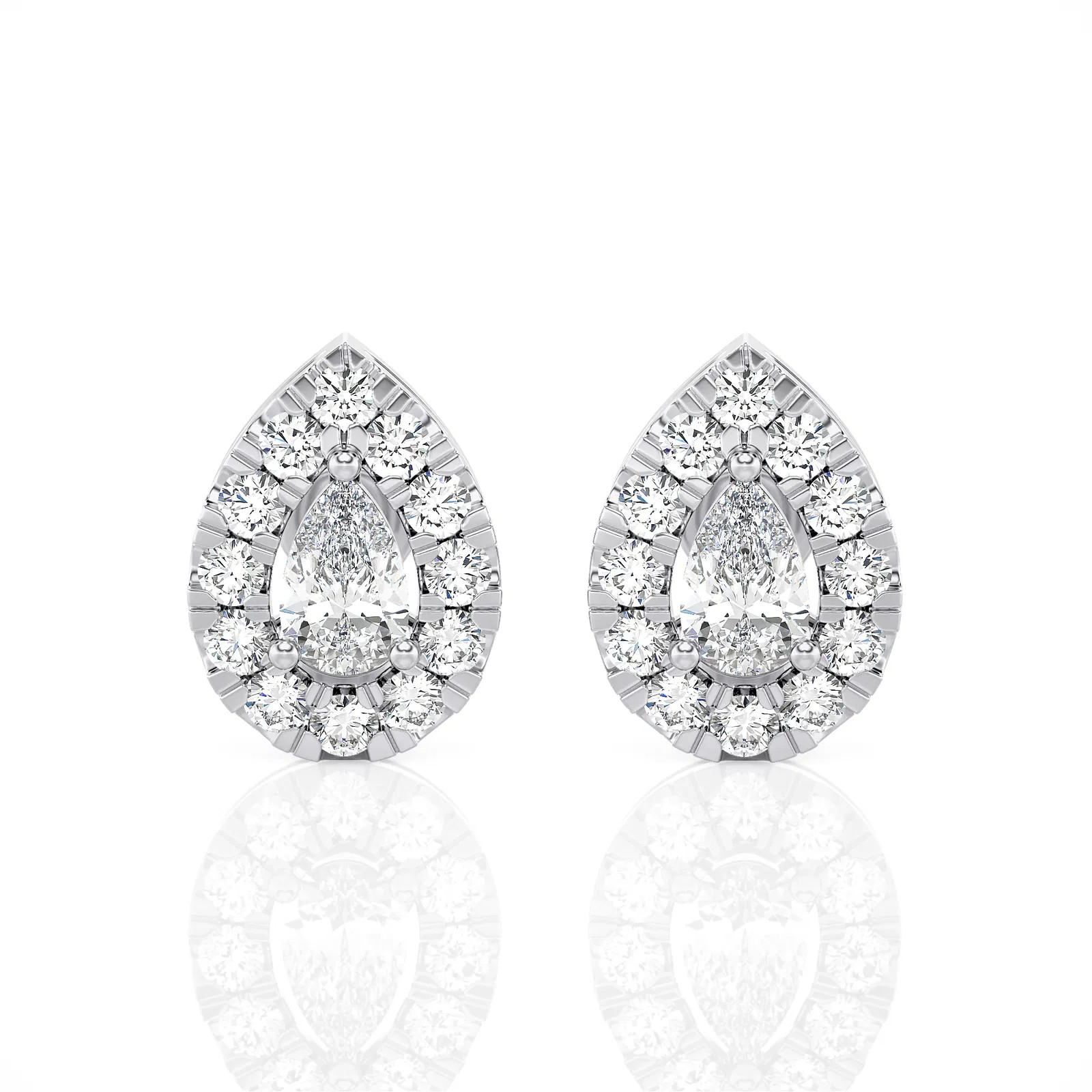 Pear Shape Halo Stud Earrings (1.00 ct.wt.)