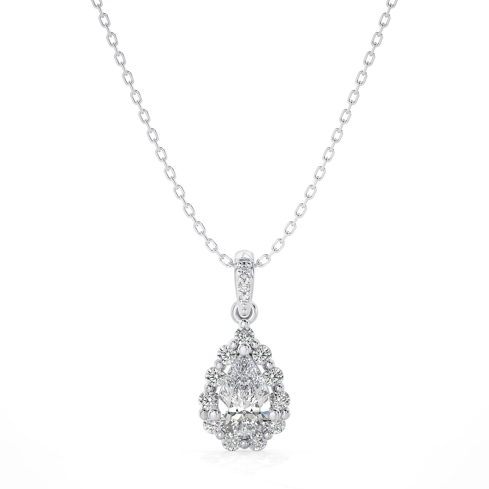 Lab Grown 1.0Ct Diamond Pendant Necklace 14KGold, VS Clarity, F-G Color