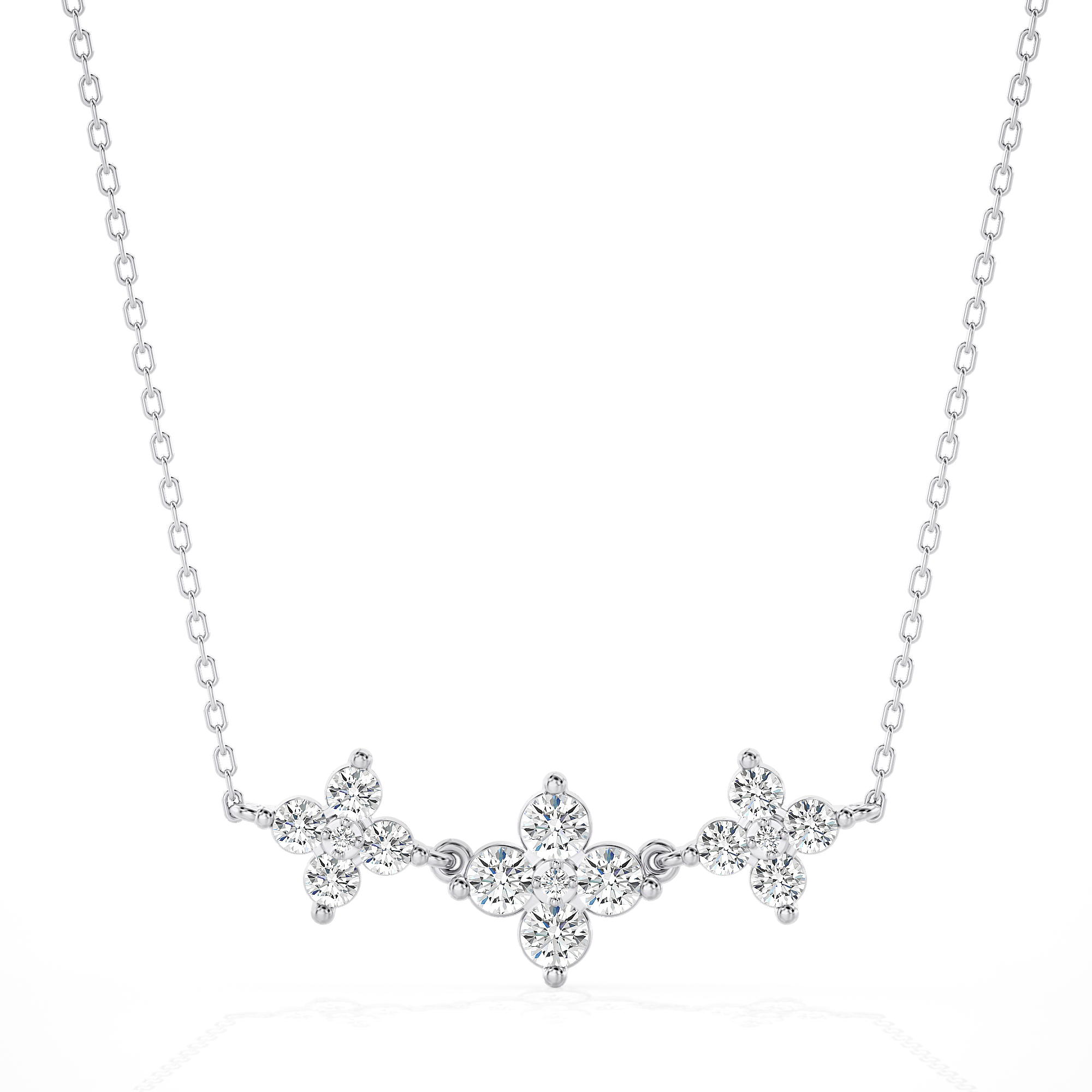 Three Flower Cluster Necklace (1.00 ct.tw.)