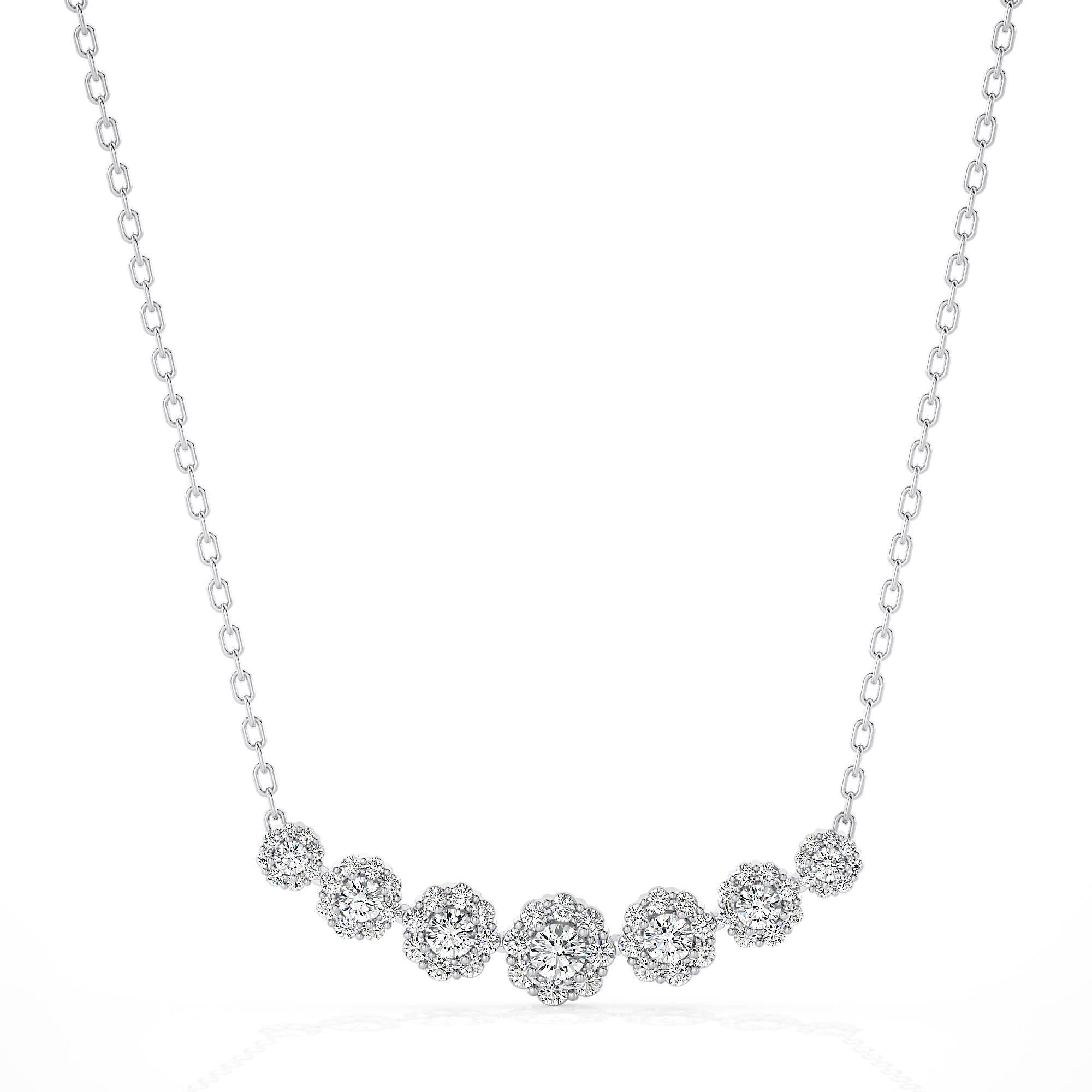 Lab Grown 4.0 Ct Diamond 5 Stone Bar Necklace In 14K Gold, VS Clarity, F Color