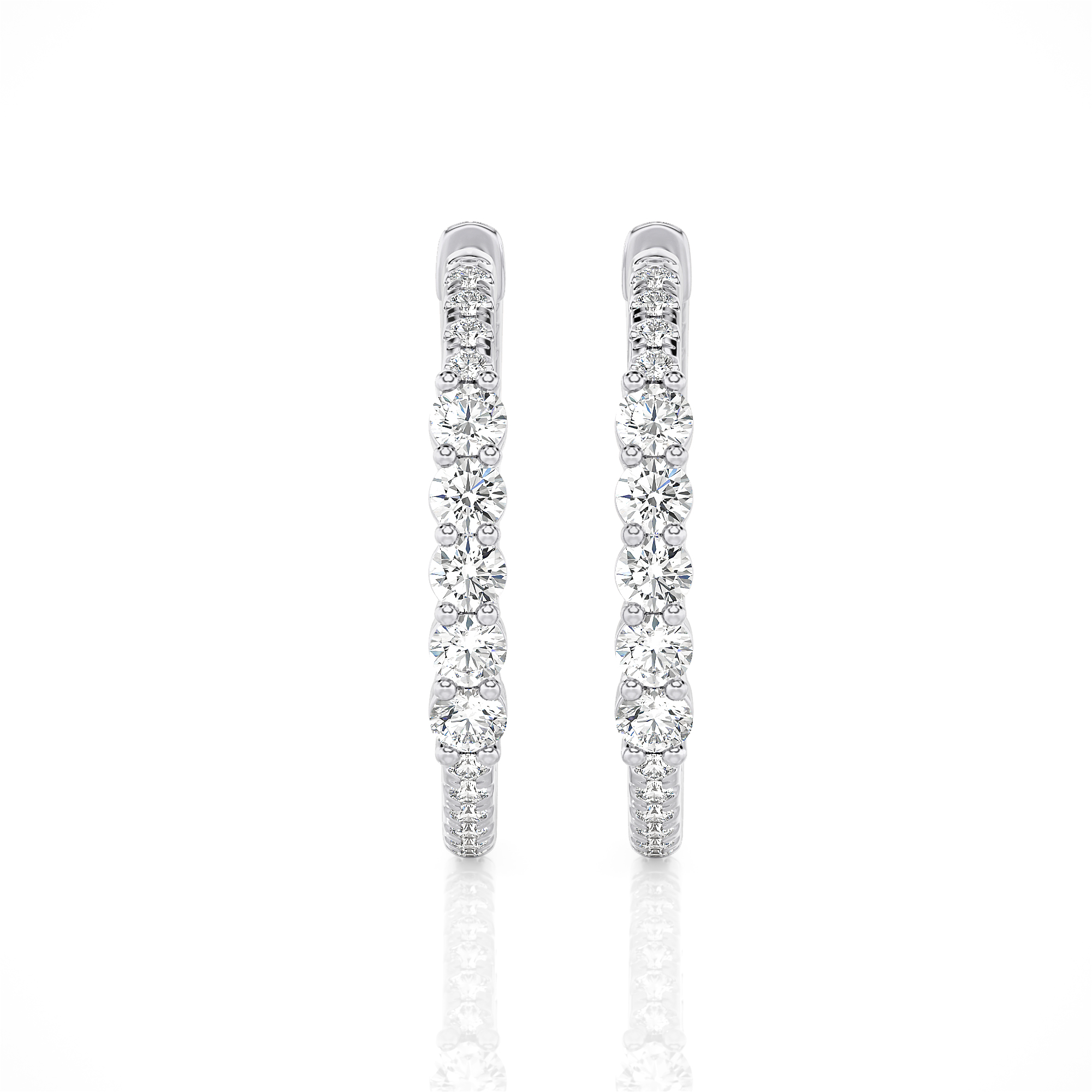 Lab Grown 1.0 Ct Diamond Hoop Earrings In 14K Gold, VS- Clarity, F Color