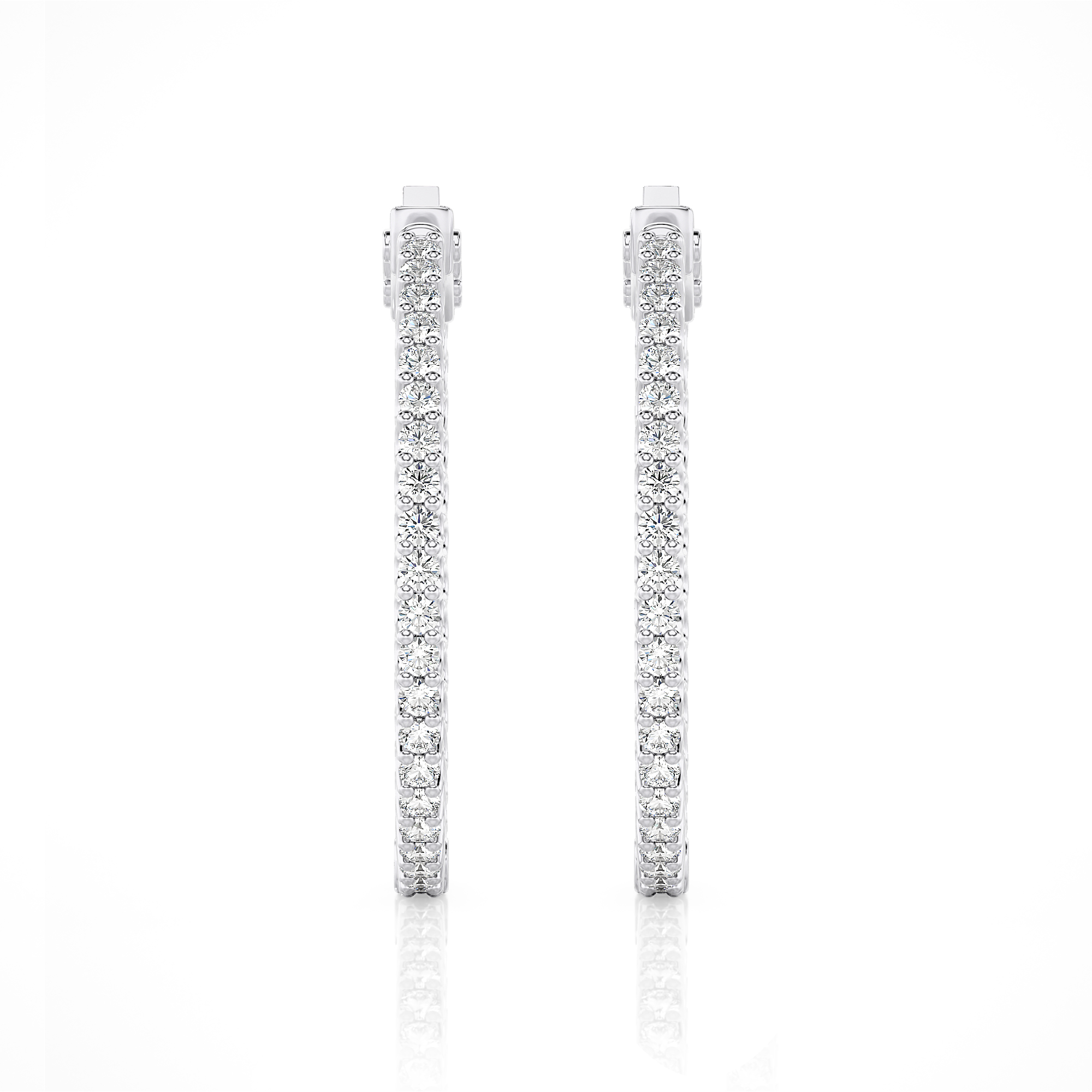 Lab Grown 3.0 Ct Diamond Hoop Earrings In 14K Gold, VS Clarity F Color
