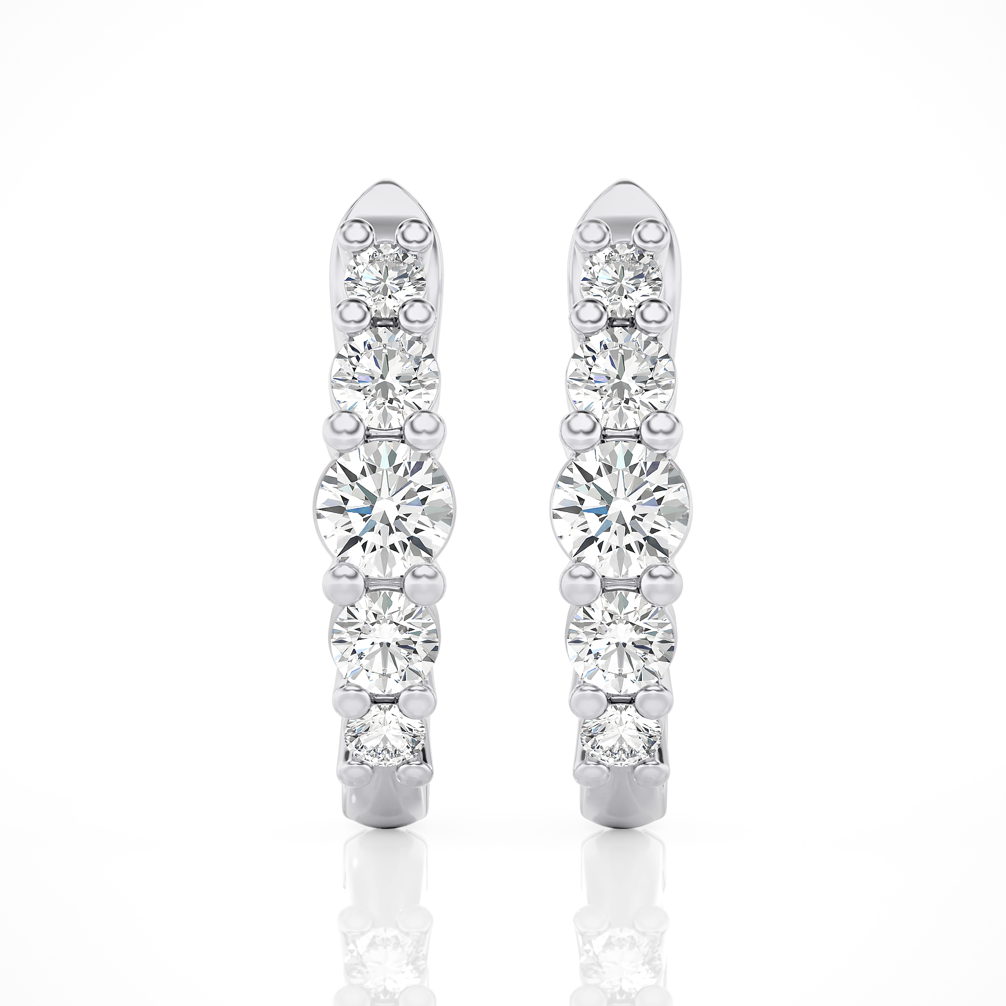 Lab Grown 1.0 Ct Diamond Hoop Earrings In 14K Gold, VS- Clarity F Color