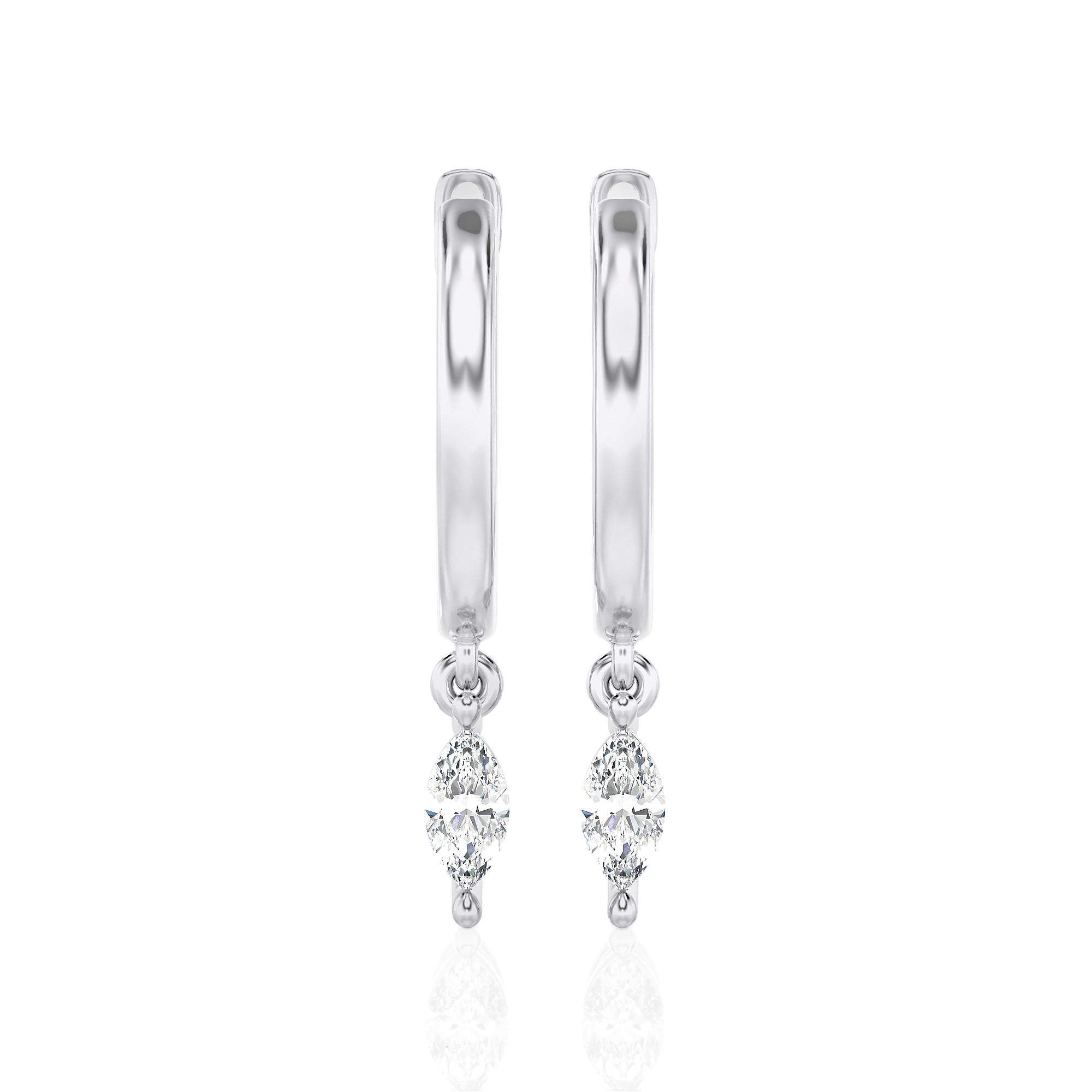 Lab Grown 1/4 Ct Marquise Diamond Hoop Earrings In 14K Gold