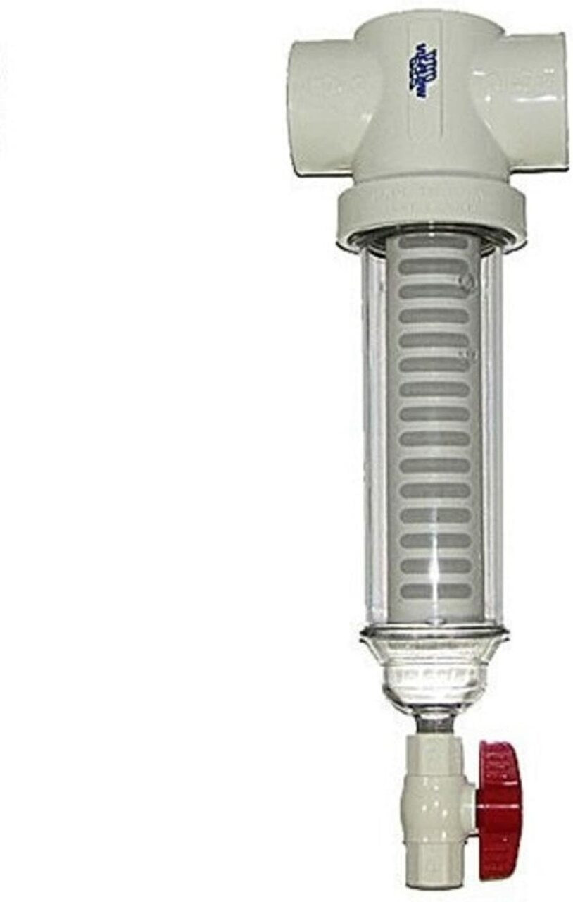 2 Inch female slip PVC inlet/ outlet 60 mesh screen spin down sediment water filter 20 GPM by rusco/ vu-flow