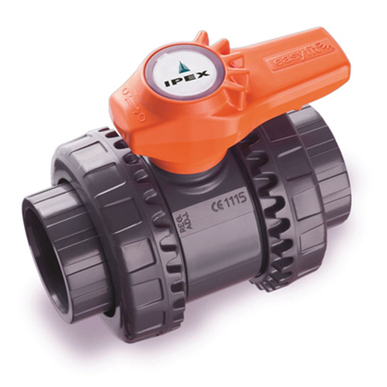 IPEX VXE Series 1-1/2" True Union Ball Valve, Socket & Threaded End Connections, PVC Body, PTFE Seats, EPDM Seal