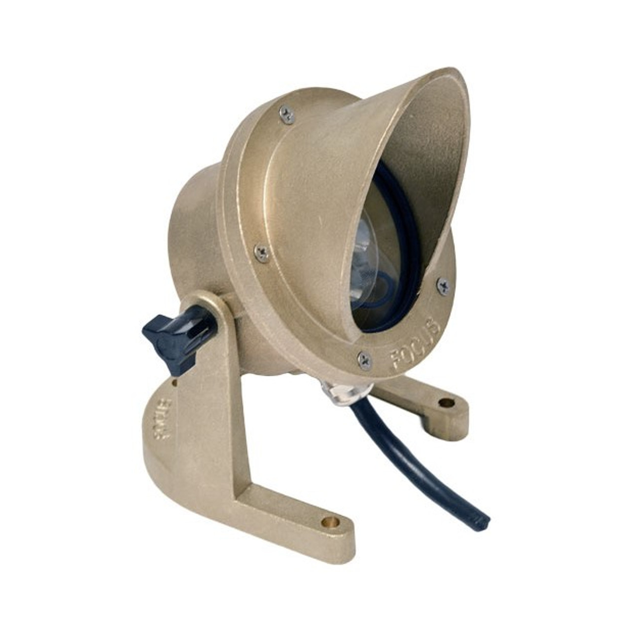 Focus Industries SL-11-ABAC-LEDM740-BAR Cast Brass 7W 3000K Integrated LED Underwater Light with Aiming Bracket and Angle Collar, 40° Flood, Acid Rust