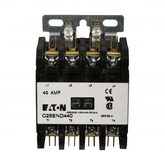 Definite Purpose Magnetic Contactor: 4 Poles, 120V AC, 30 A, Non-Reversing