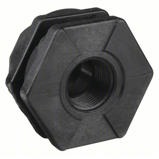 Bulkhead Tank Fitting, 1-1/2inch BLK Poly