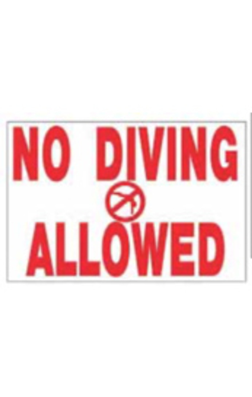 Pool Safety Sign - No Diving Allowed (TX Approved)